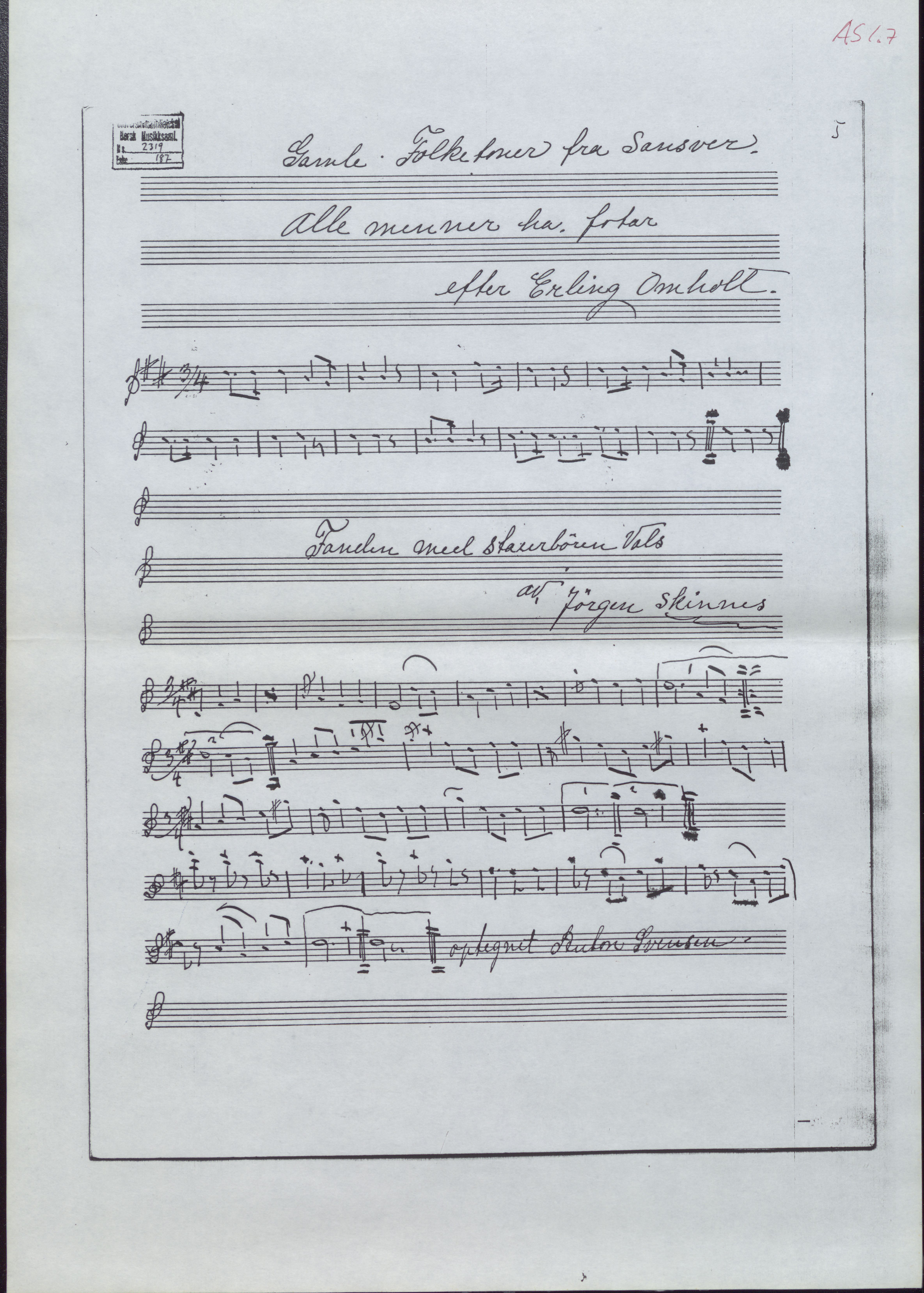 SA 59- Folkemusikken i Vestfold - Bokprosjekt etter Reidar Ottesen, VEMU/A-2198/H/L0006: Kopi av notebok etter Anton Svendsen Myrvoll, 1945