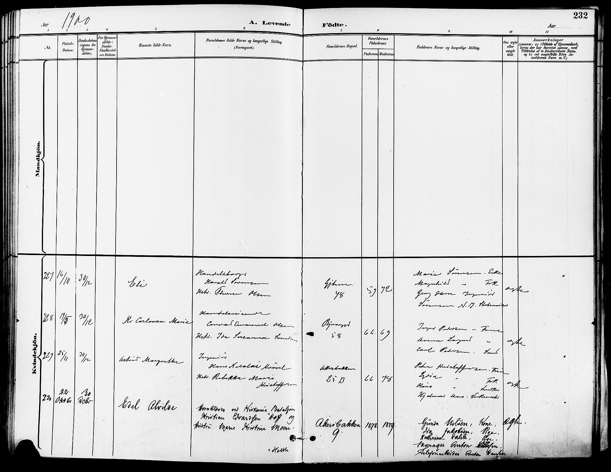 Gamle Aker prestekontor Kirkebøker, AV/SAO-A-10617a/F/L0011: Parish register (official) no. 11, 1896-1901, p. 232