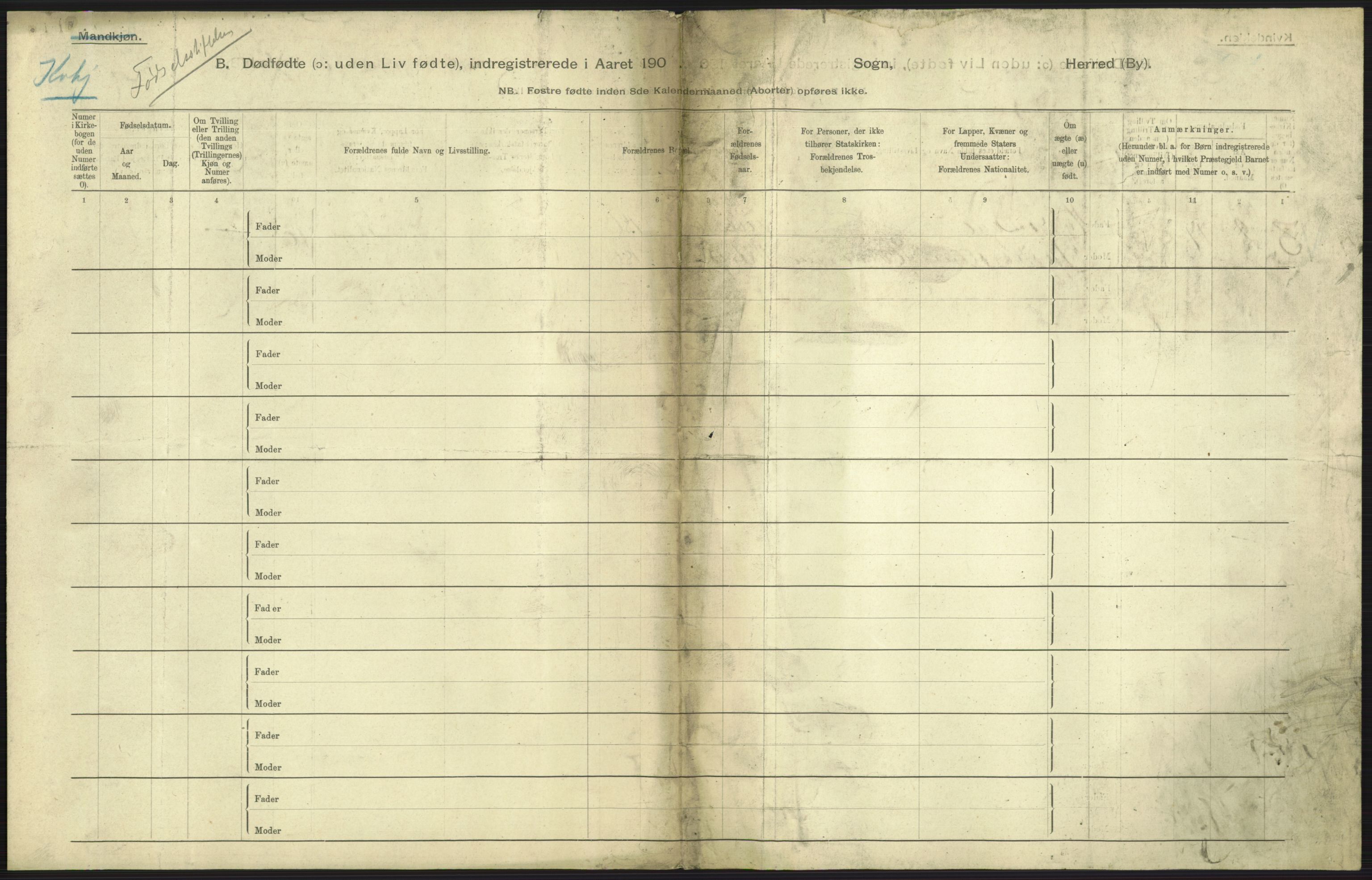 Statistisk sentralbyrå, Sosiodemografiske emner, Befolkning, AV/RA-S-2228/D/Df/Dfa/Dfaa/L0026: Smålenenes - Finnmarkens amt: Dødfødte. Byer., 1903, p. 83