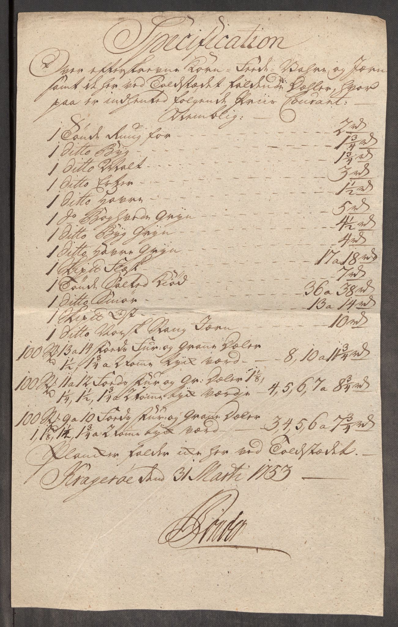 Rentekammeret inntil 1814, Realistisk ordnet avdeling, AV/RA-EA-4070/Oe/L0005: [Ø1]: Priskuranter, 1753-1757, p. 113
