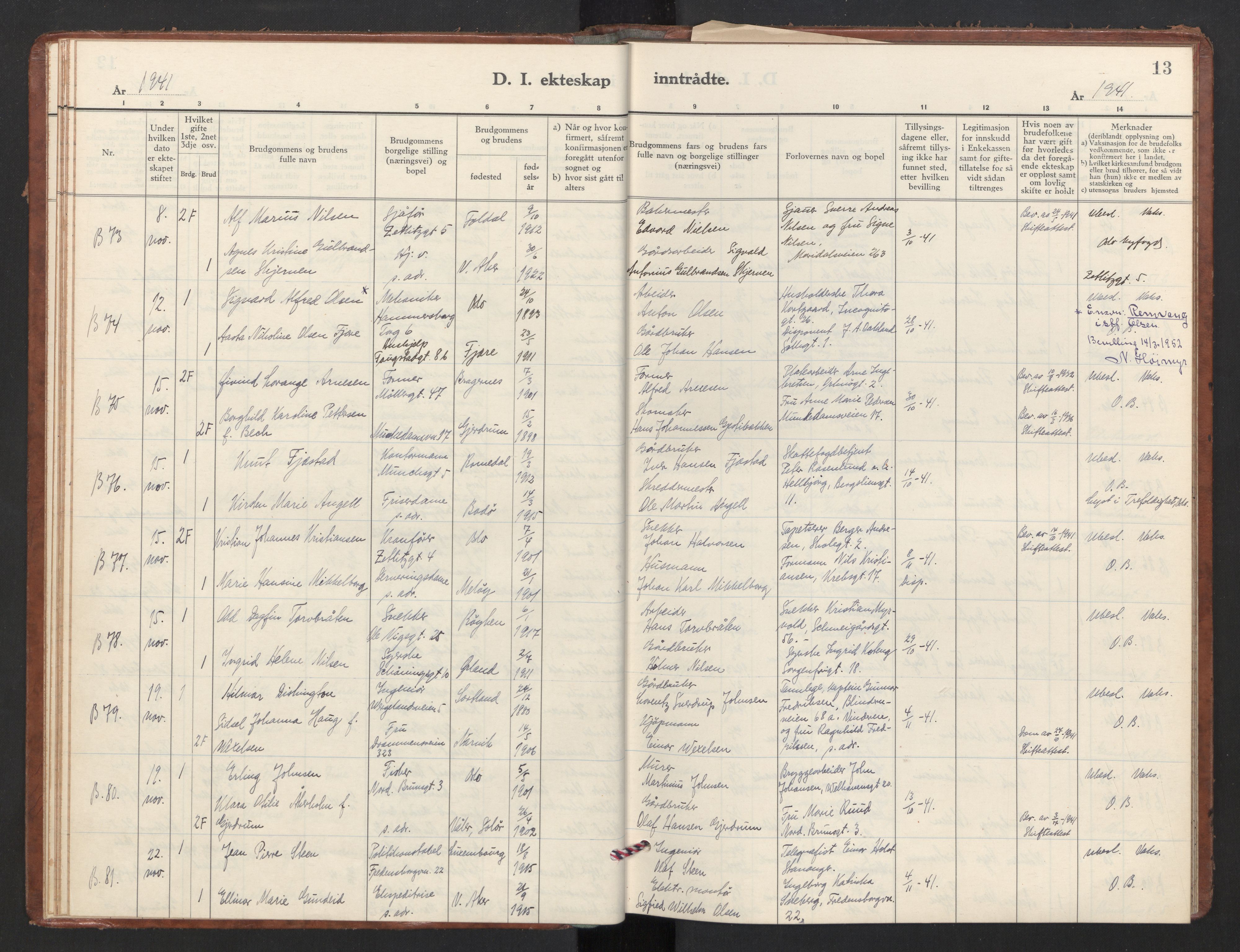 Trefoldighet prestekontor Kirkebøker, AV/SAO-A-10882/F/Fg/L0003: Parish register (official) no. VII 3, 1940-1948, p. 13