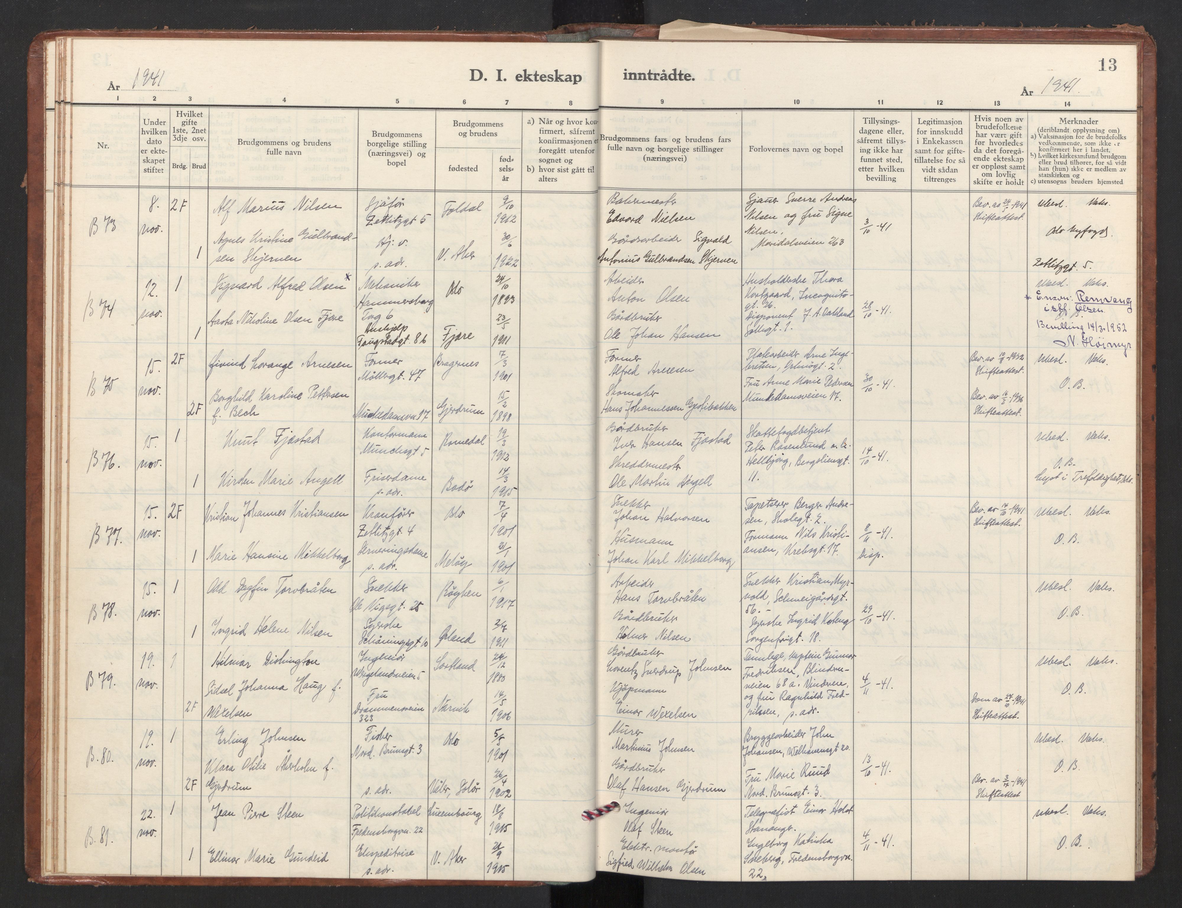 Trefoldighet prestekontor Kirkebøker, SAO/A-10882/F/Fg/L0003: Parish register (official) no. VII 3, 1940-1948, p. 13