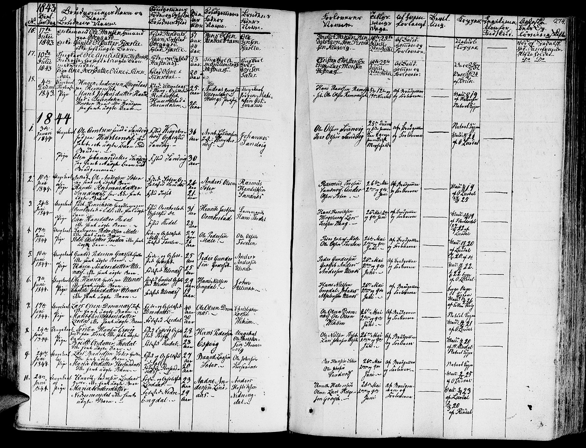 Ministerialprotokoller, klokkerbøker og fødselsregistre - Møre og Romsdal, SAT/A-1454/578/L0904: Parish register (official) no. 578A03, 1836-1858, p. 274