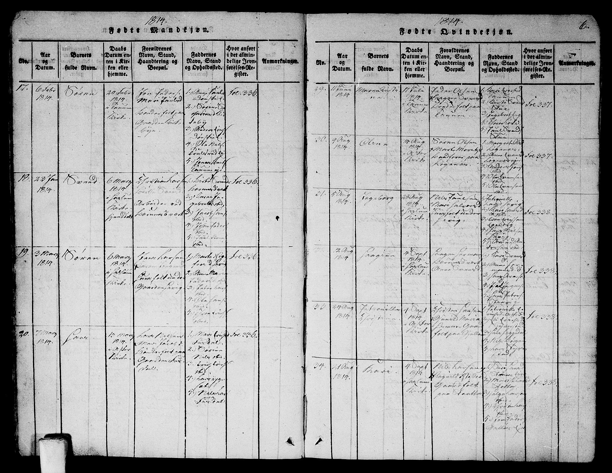 Asker prestekontor Kirkebøker, AV/SAO-A-10256a/G/Ga/L0001: Parish register (copy) no. I 1, 1814-1830, p. 6