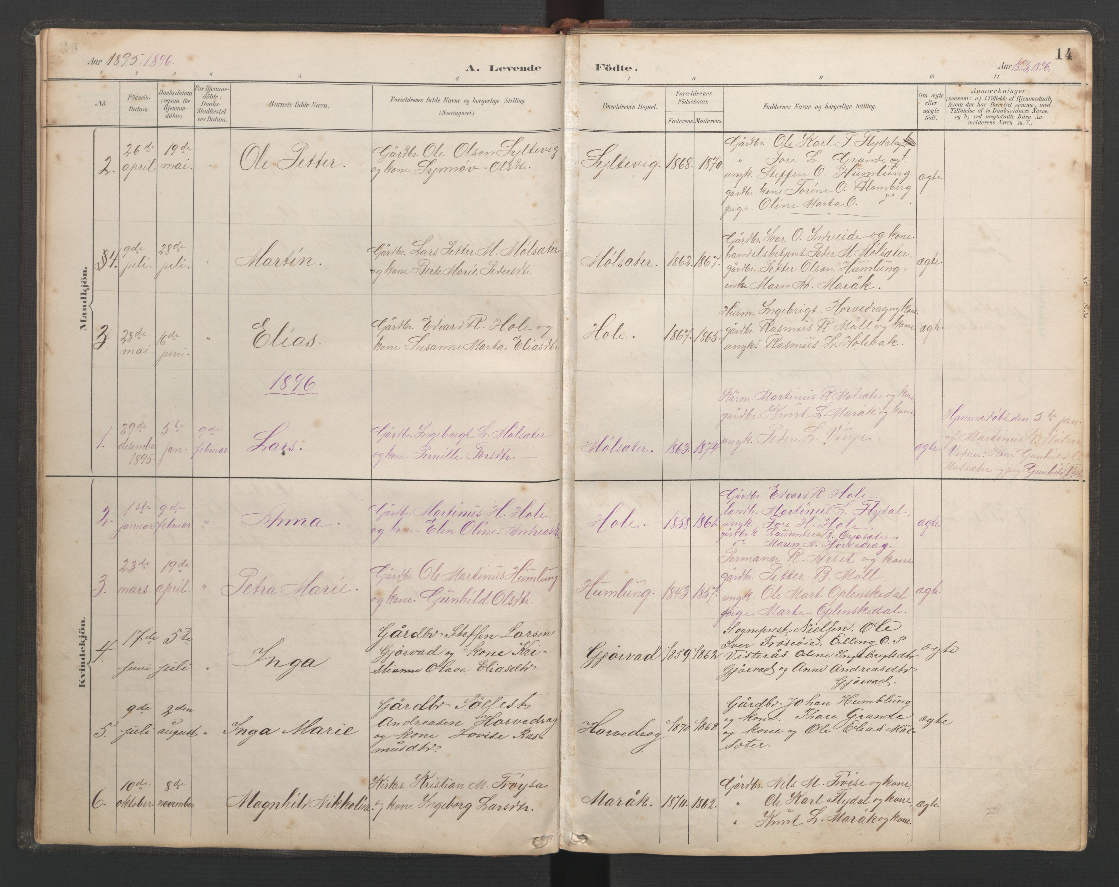 Ministerialprotokoller, klokkerbøker og fødselsregistre - Møre og Romsdal, AV/SAT-A-1454/518/L0236: Parish register (copy) no. 518C03, 1889-1960, p. 14