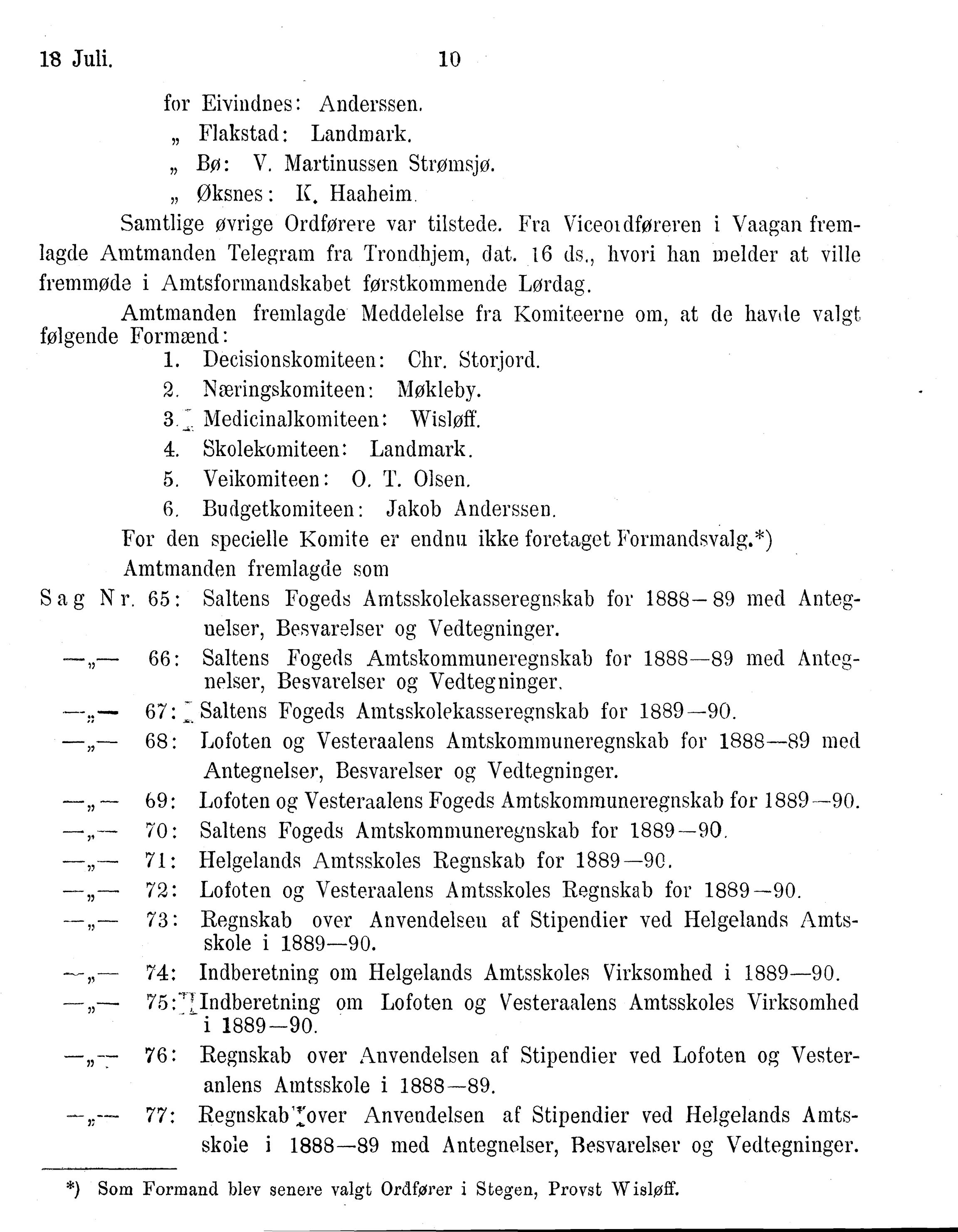 Nordland Fylkeskommune. Fylkestinget, AIN/NFK-17/176/A/Ac/L0015: Fylkestingsforhandlinger 1886-1890, 1886-1890