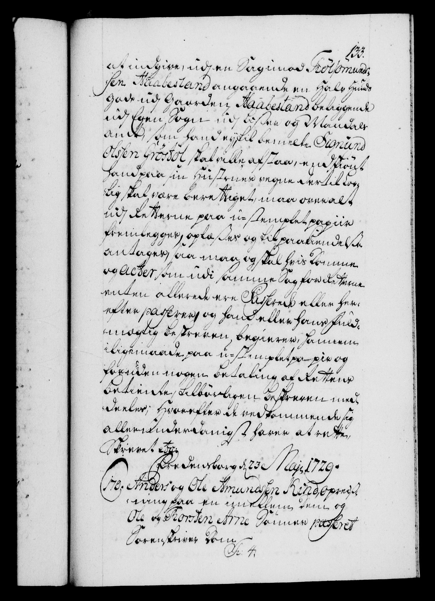 Danske Kanselli 1572-1799, AV/RA-EA-3023/F/Fc/Fca/Fcaa/L0026: Norske registre, 1729-1730, p. 133a