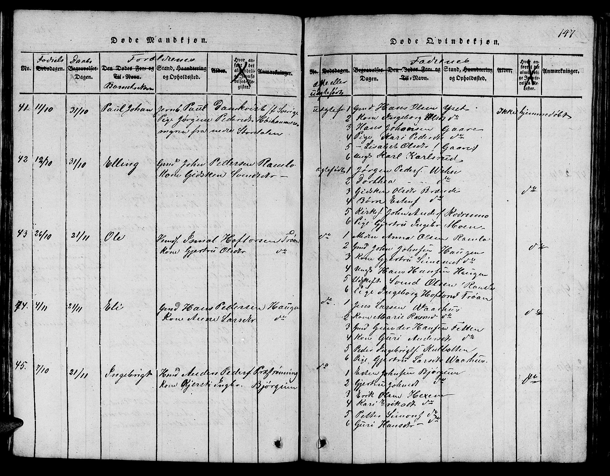 Ministerialprotokoller, klokkerbøker og fødselsregistre - Sør-Trøndelag, SAT/A-1456/685/L0976: Parish register (copy) no. 685C01, 1817-1878, p. 147