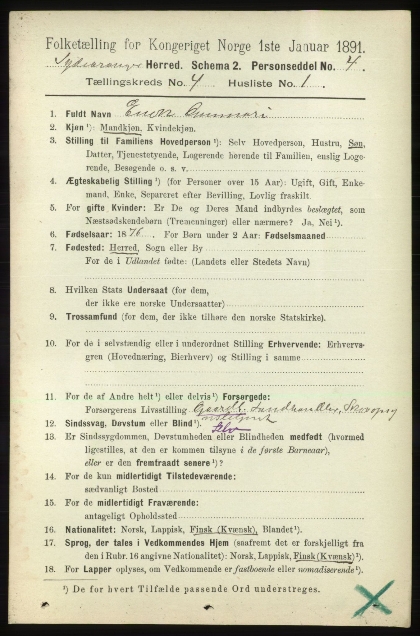 RA, 1891 census for 2030 Sør-Varanger, 1891, p. 1081