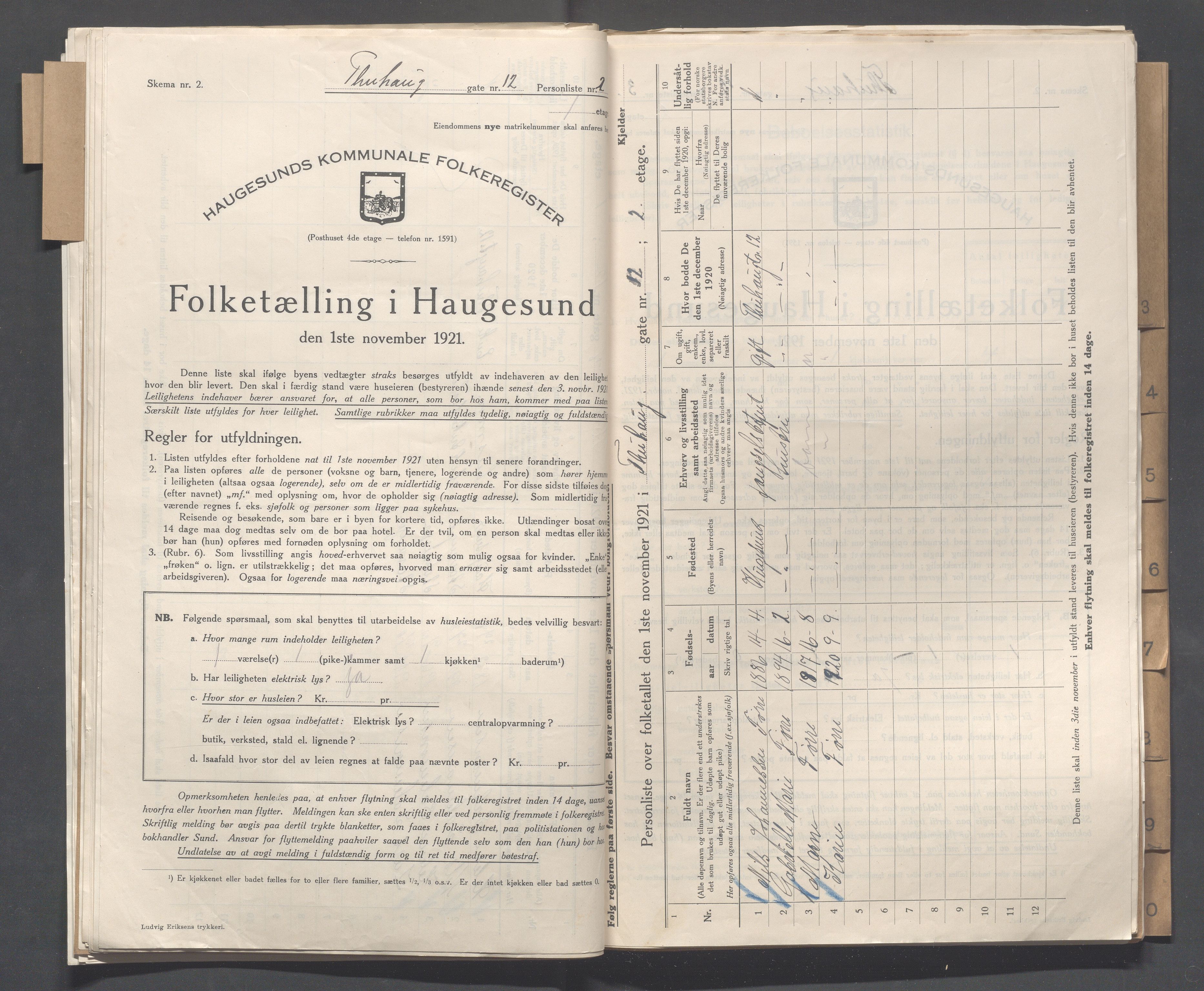 IKAR, Local census 1.11.1921 for Haugesund, 1921, p. 5425