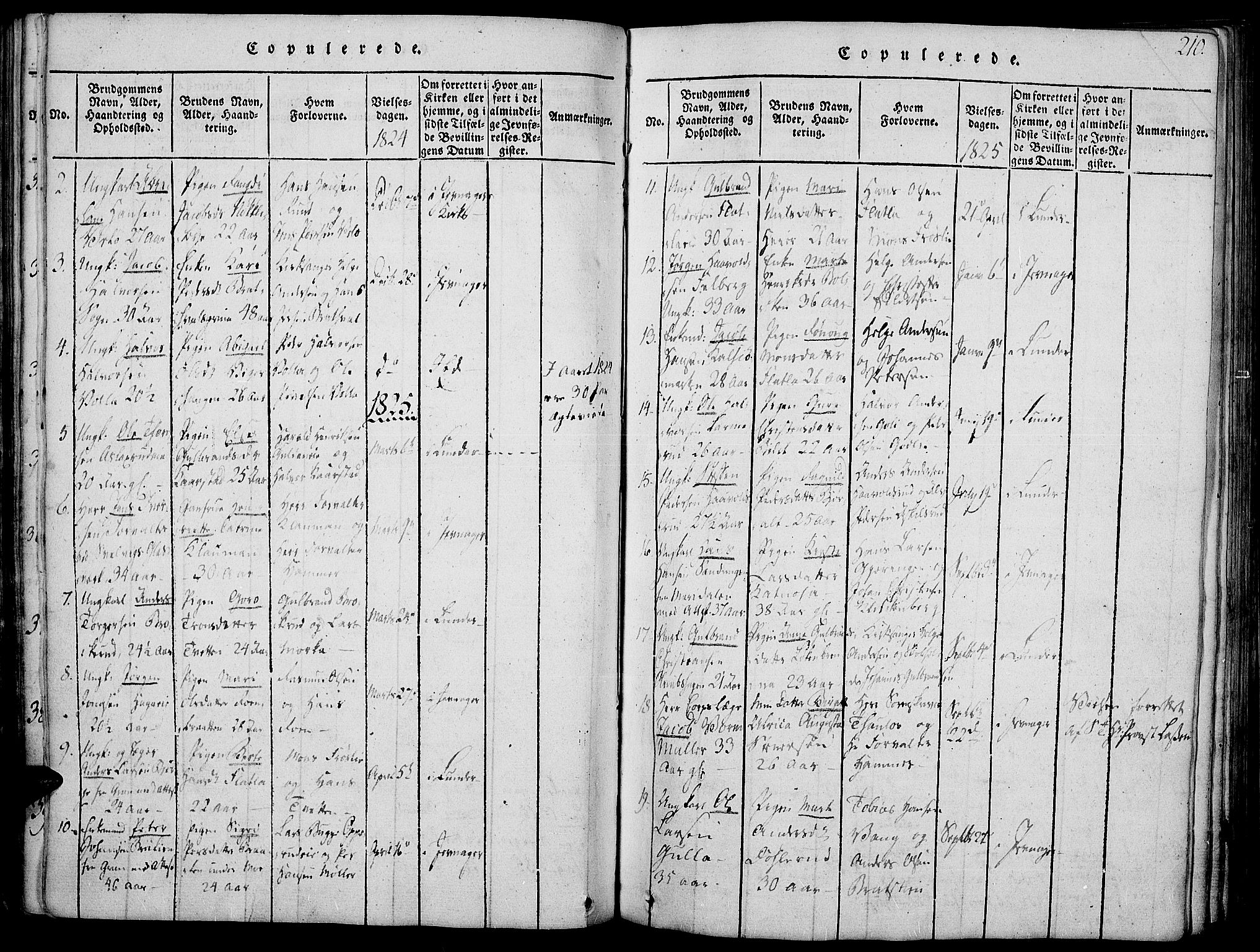Jevnaker prestekontor, SAH/PREST-116/H/Ha/Haa/L0005: Parish register (official) no. 5, 1815-1837, p. 210