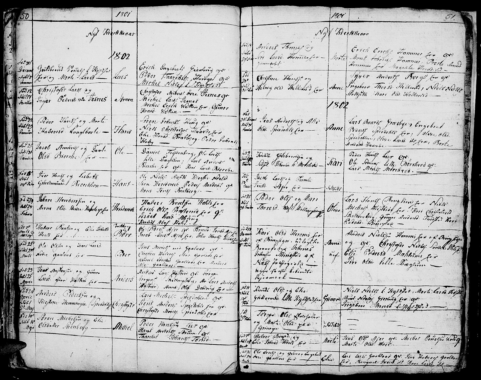 Vang prestekontor, Hedmark, AV/SAH-PREST-008/H/Ha/Hab/L0001: Parish register (copy) no. 1, 1792-1814, p. 50-51