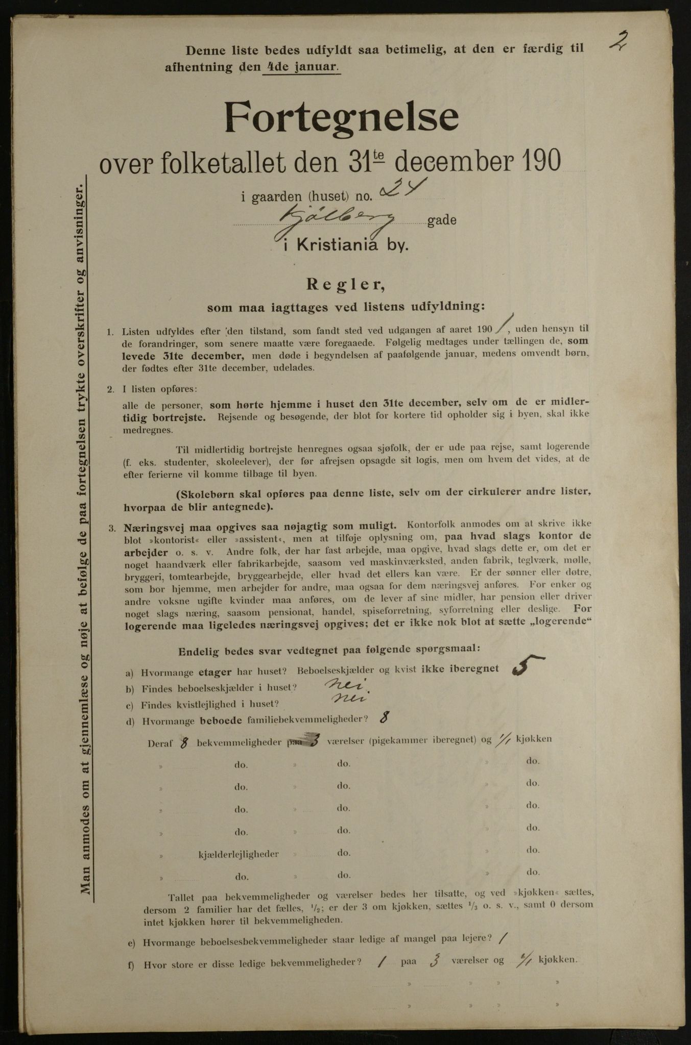 OBA, Municipal Census 1901 for Kristiania, 1901, p. 8007