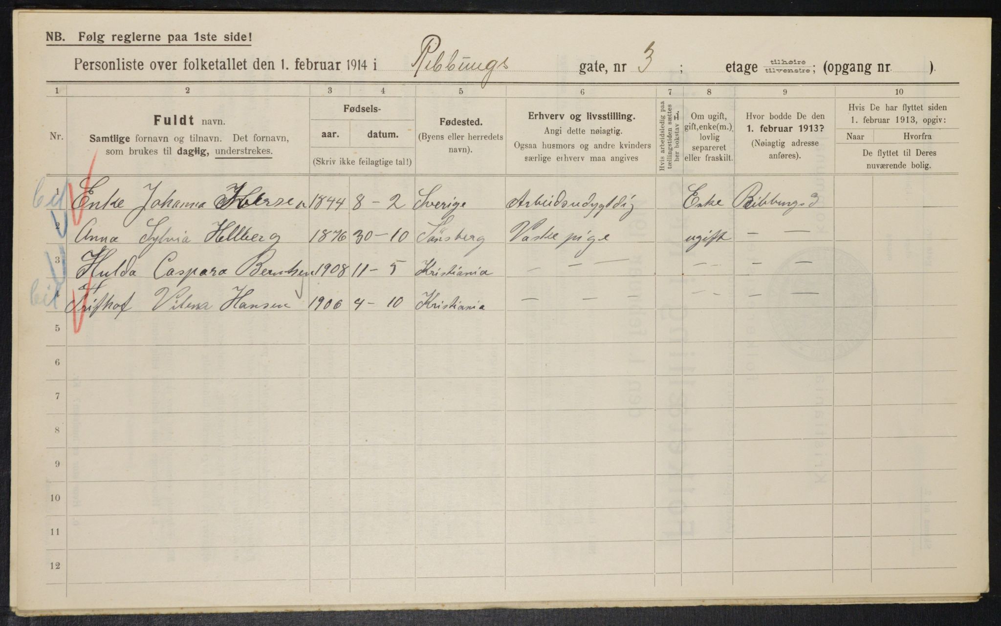 OBA, Municipal Census 1914 for Kristiania, 1914, p. 82855