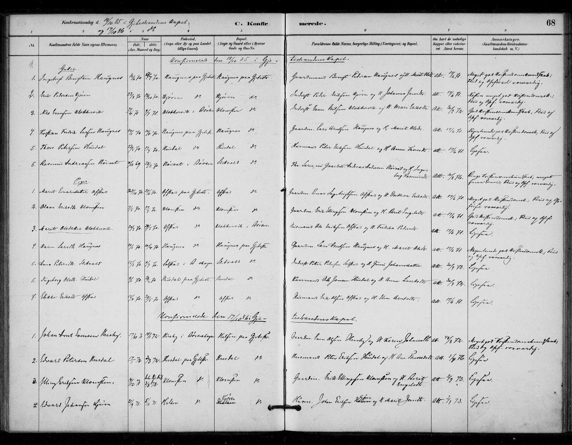 Ministerialprotokoller, klokkerbøker og fødselsregistre - Sør-Trøndelag, AV/SAT-A-1456/670/L0836: Parish register (official) no. 670A01, 1879-1904, p. 68