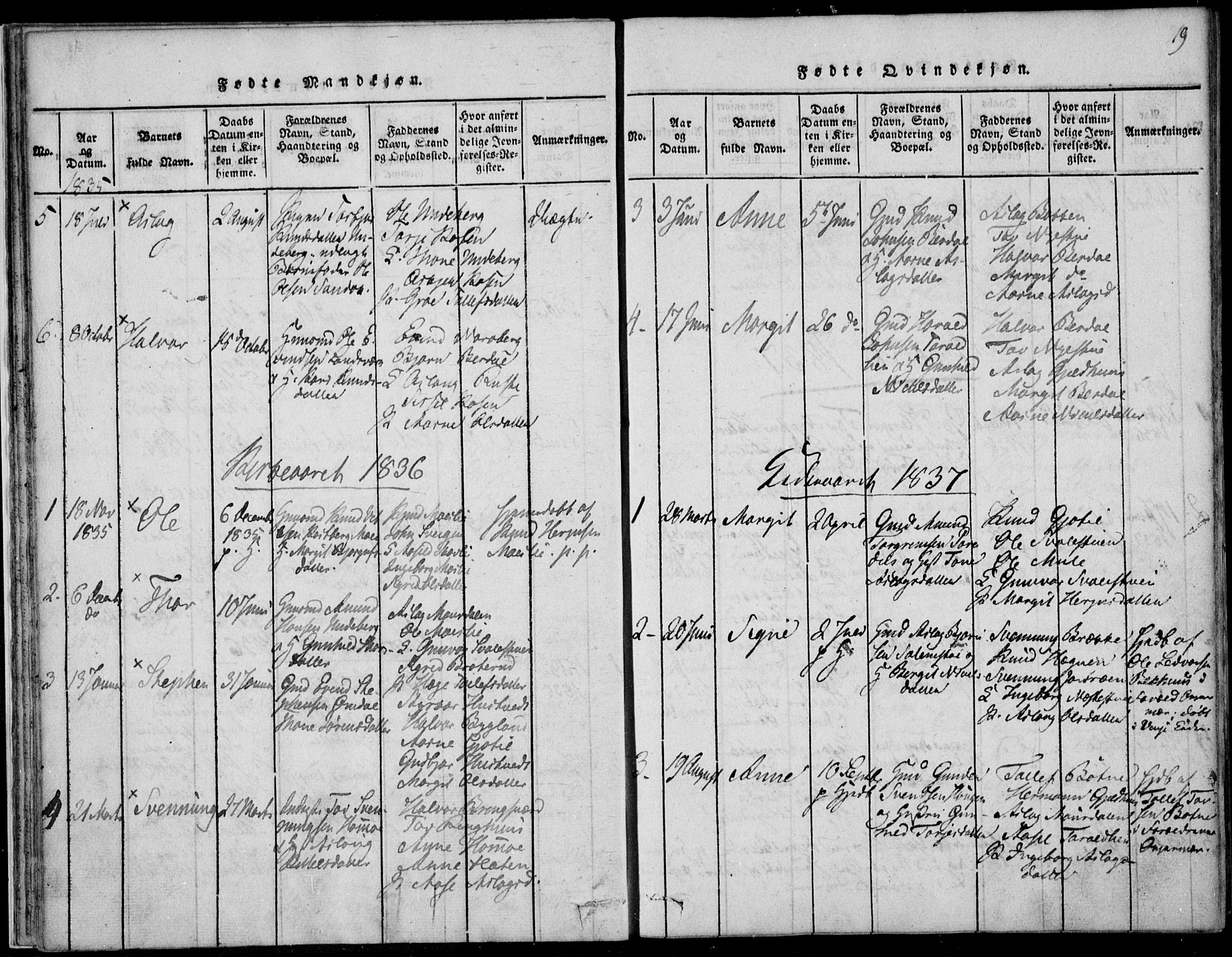 Vinje kirkebøker, AV/SAKO-A-312/F/Fb/L0001: Parish register (official) no. II 1, 1814-1843, p. 19