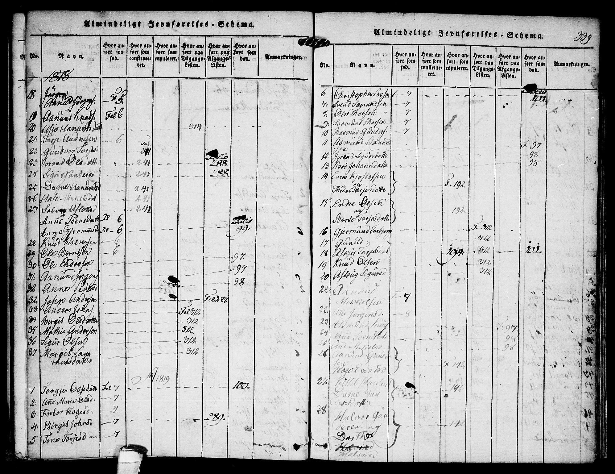 Kviteseid kirkebøker, SAKO/A-276/F/Fc/L0001: Parish register (official) no. III 1, 1815-1836, p. 339