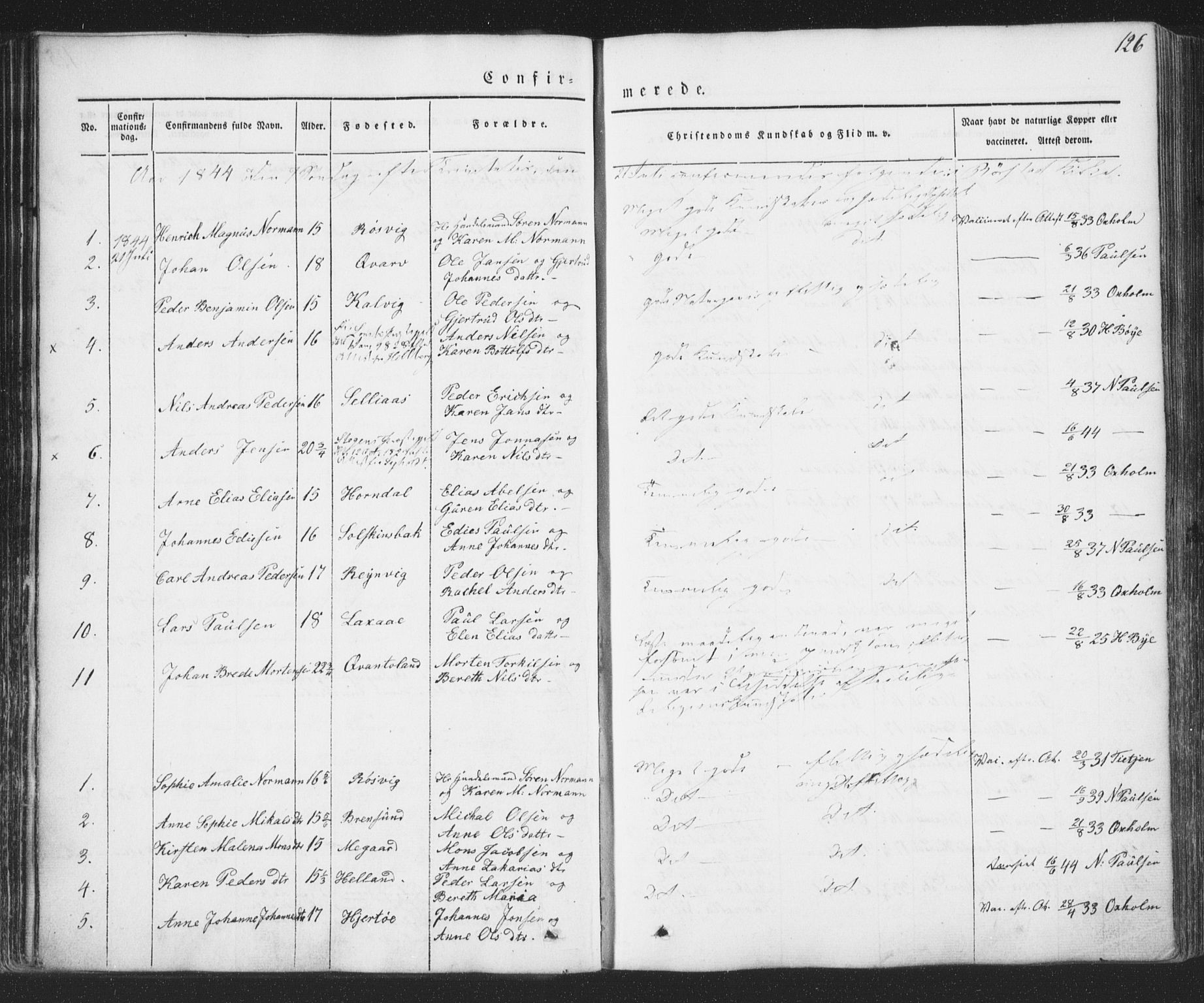 Ministerialprotokoller, klokkerbøker og fødselsregistre - Nordland, AV/SAT-A-1459/853/L0769: Parish register (official) no. 853A08, 1836-1856, p. 126