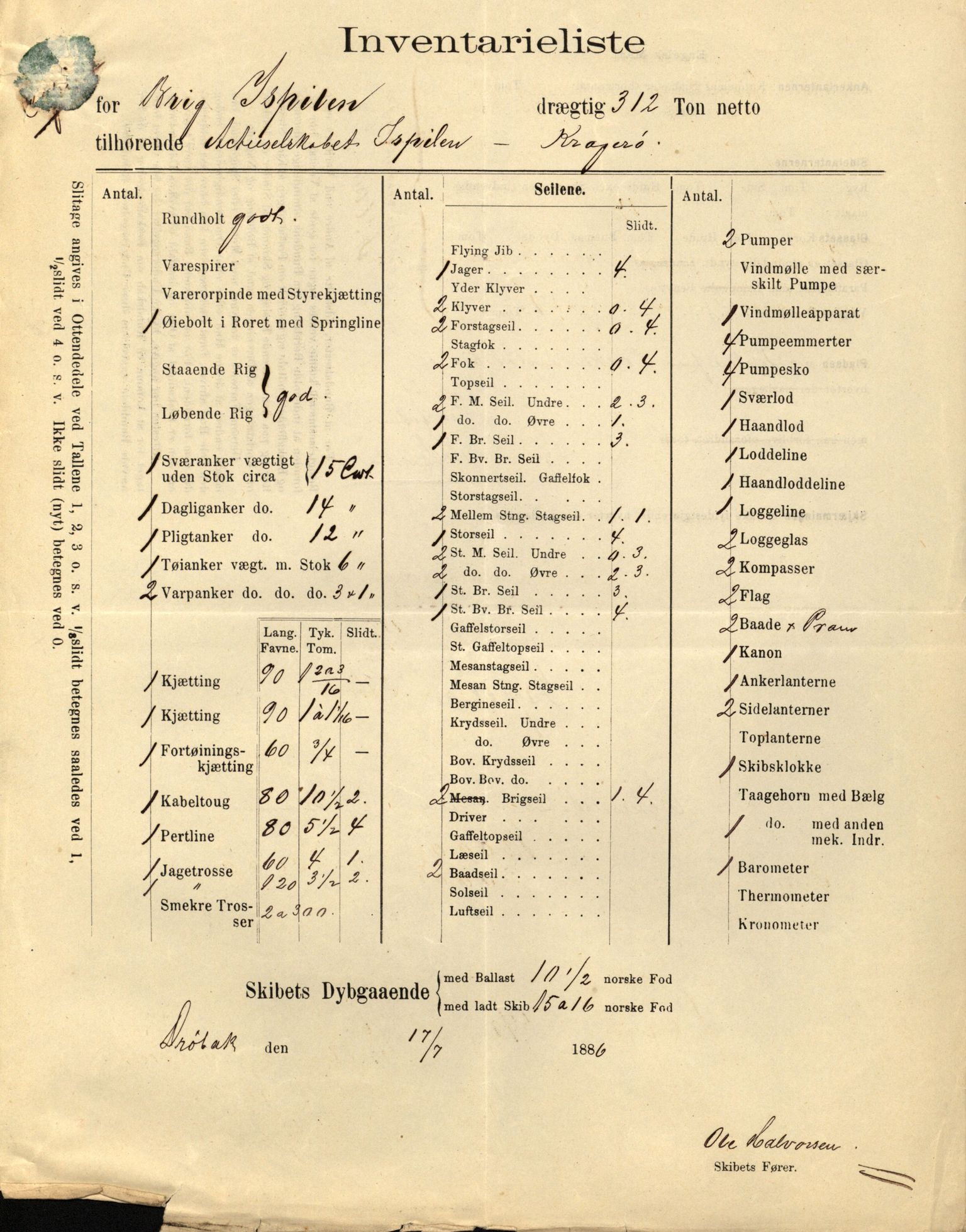 Pa 63 - Østlandske skibsassuranceforening, VEMU/A-1079/G/Ga/L0021/0005: Havaridokumenter / Haabet, Louise, Kvik, Libra, Kongsek, Ispilen, 1888, p. 58