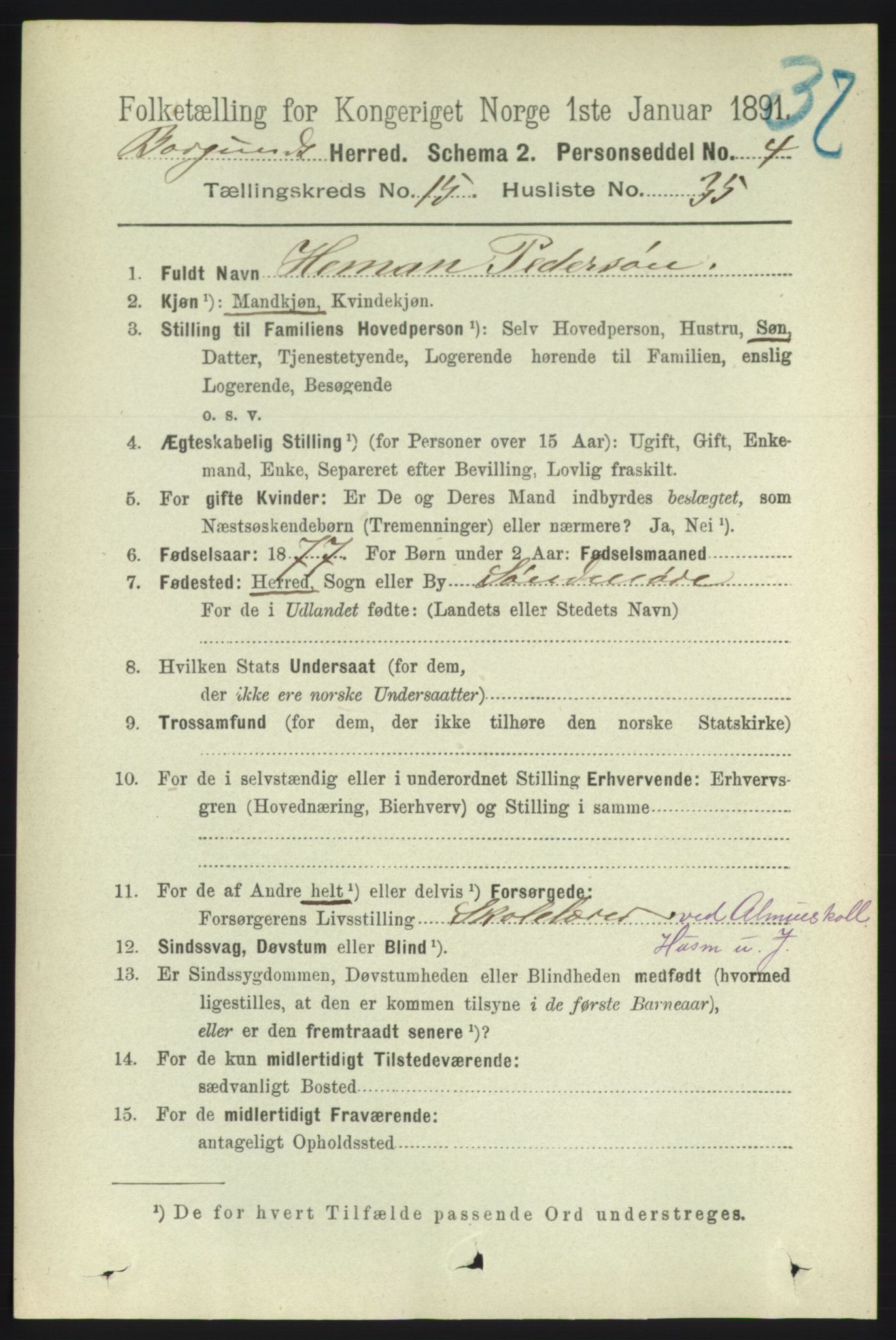 RA, 1891 census for 1531 Borgund, 1891, p. 4736