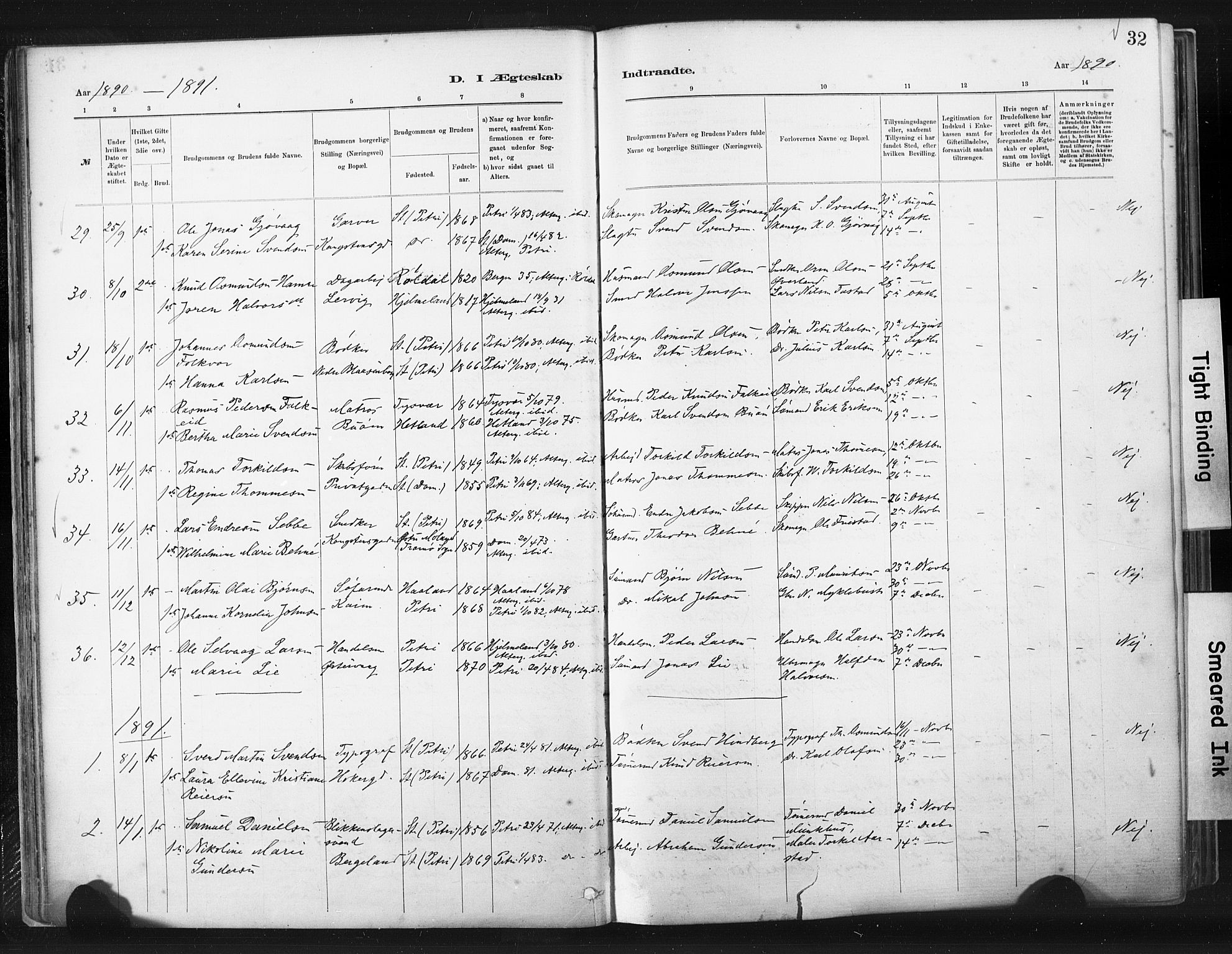 St. Johannes sokneprestkontor, SAST/A-101814/001/30/30BA/L0003: Parish register (official) no. A 3, 1885-1910, p. 32