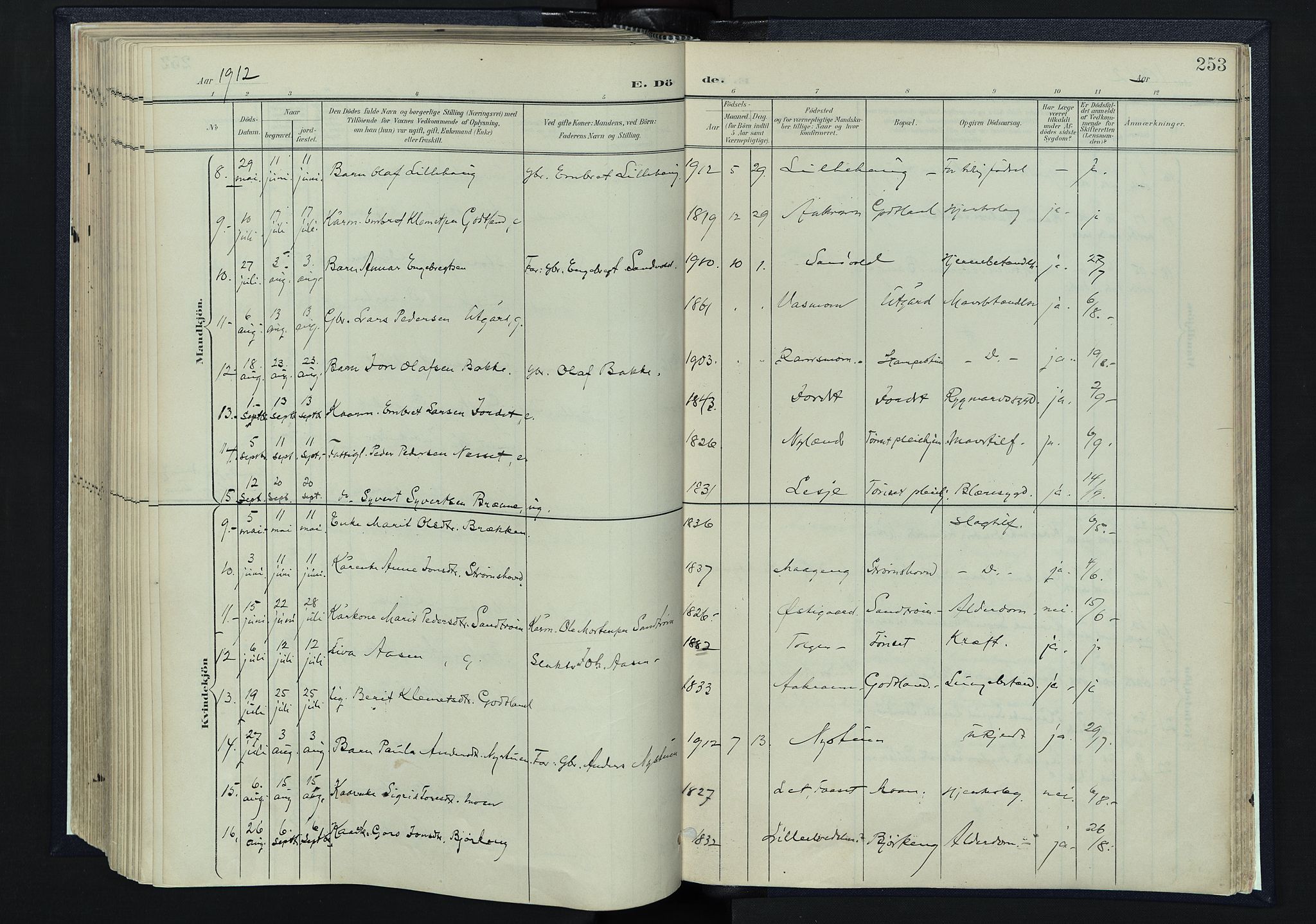 Tynset prestekontor, AV/SAH-PREST-058/H/Ha/Haa/L0025: Parish register (official) no. 25, 1900-1914, p. 253