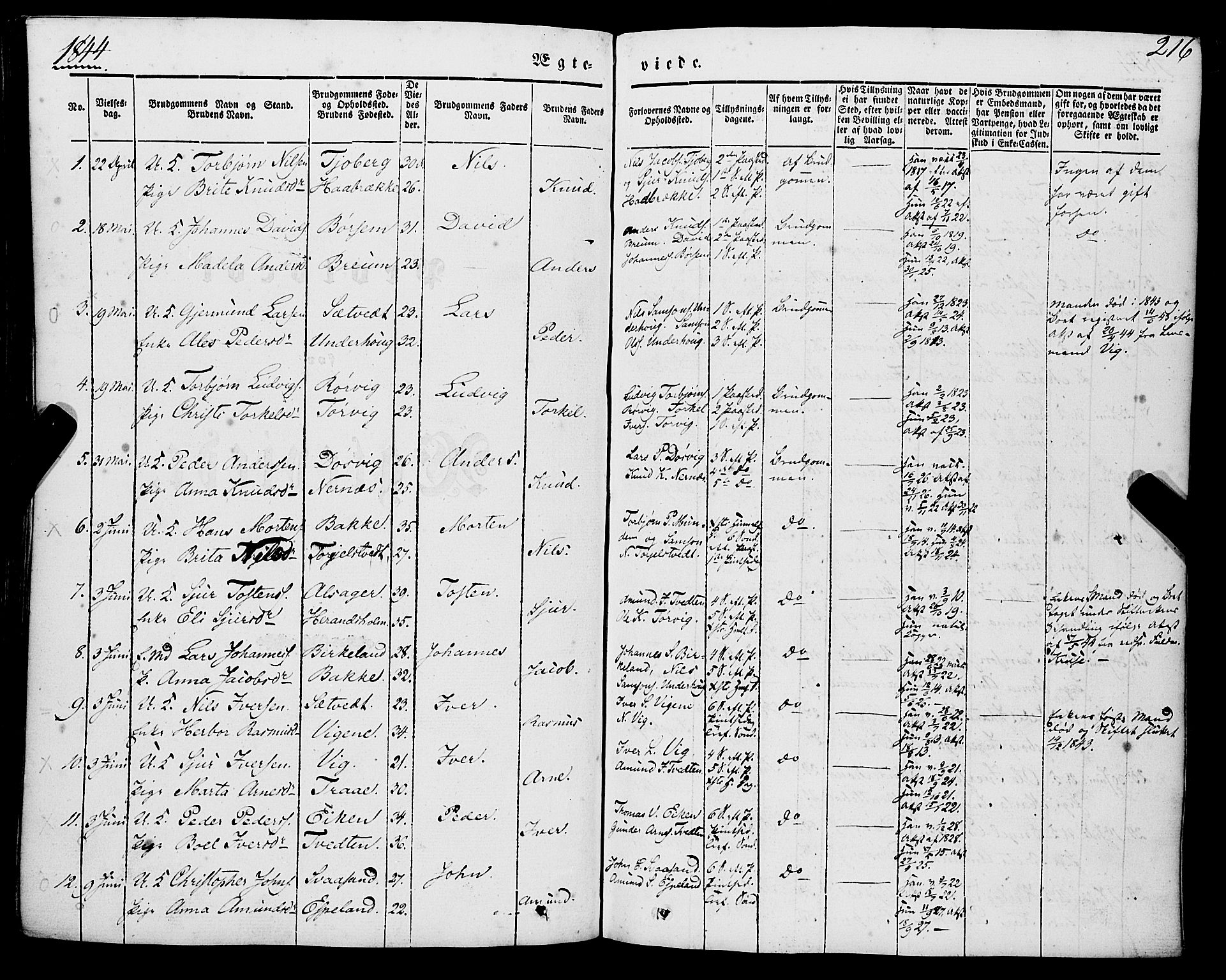 Strandebarm sokneprestembete, AV/SAB-A-78401/H/Haa: Parish register (official) no. A 7, 1844-1872, p. 216