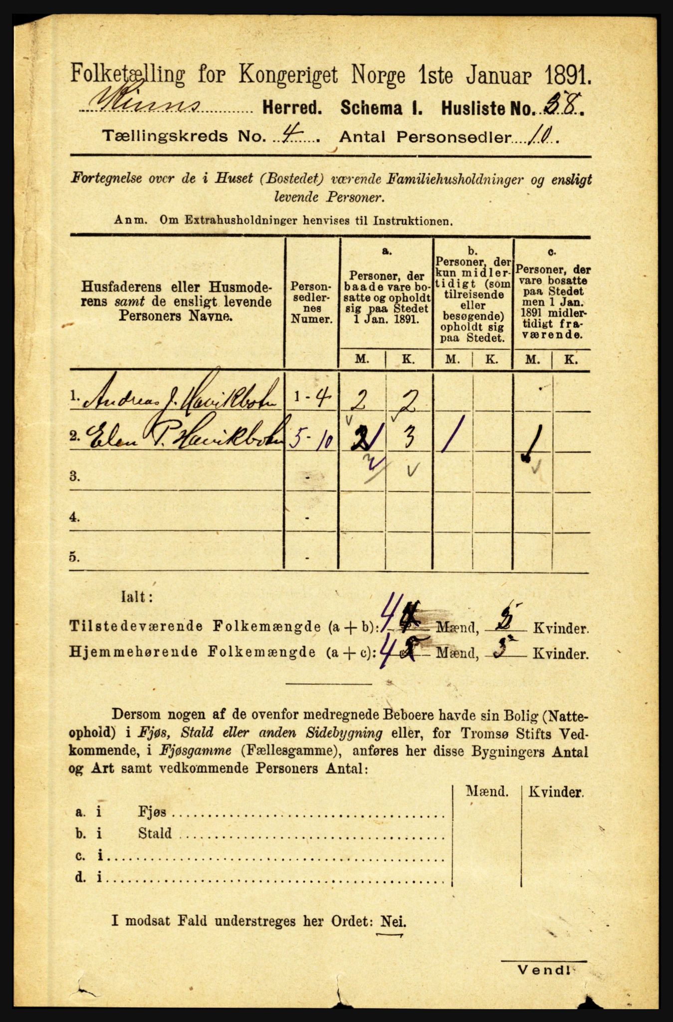 RA, 1891 census for 1437 Kinn, 1891, p. 1313