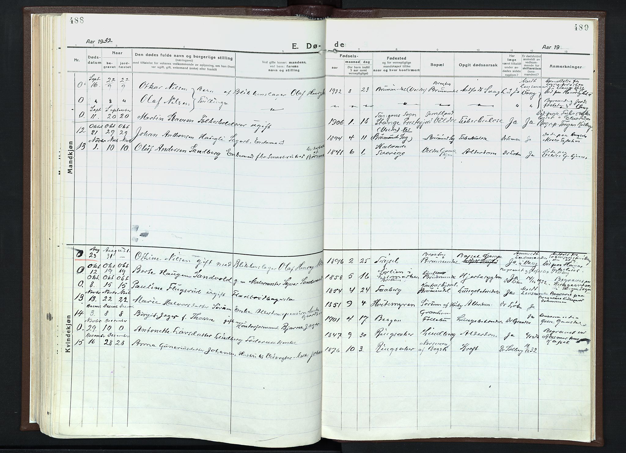 Veldre prestekontor, SAH/PREST-018/K/Ka/L0001: Parish register (official) no. 1, 1921-1934, p. 488-489