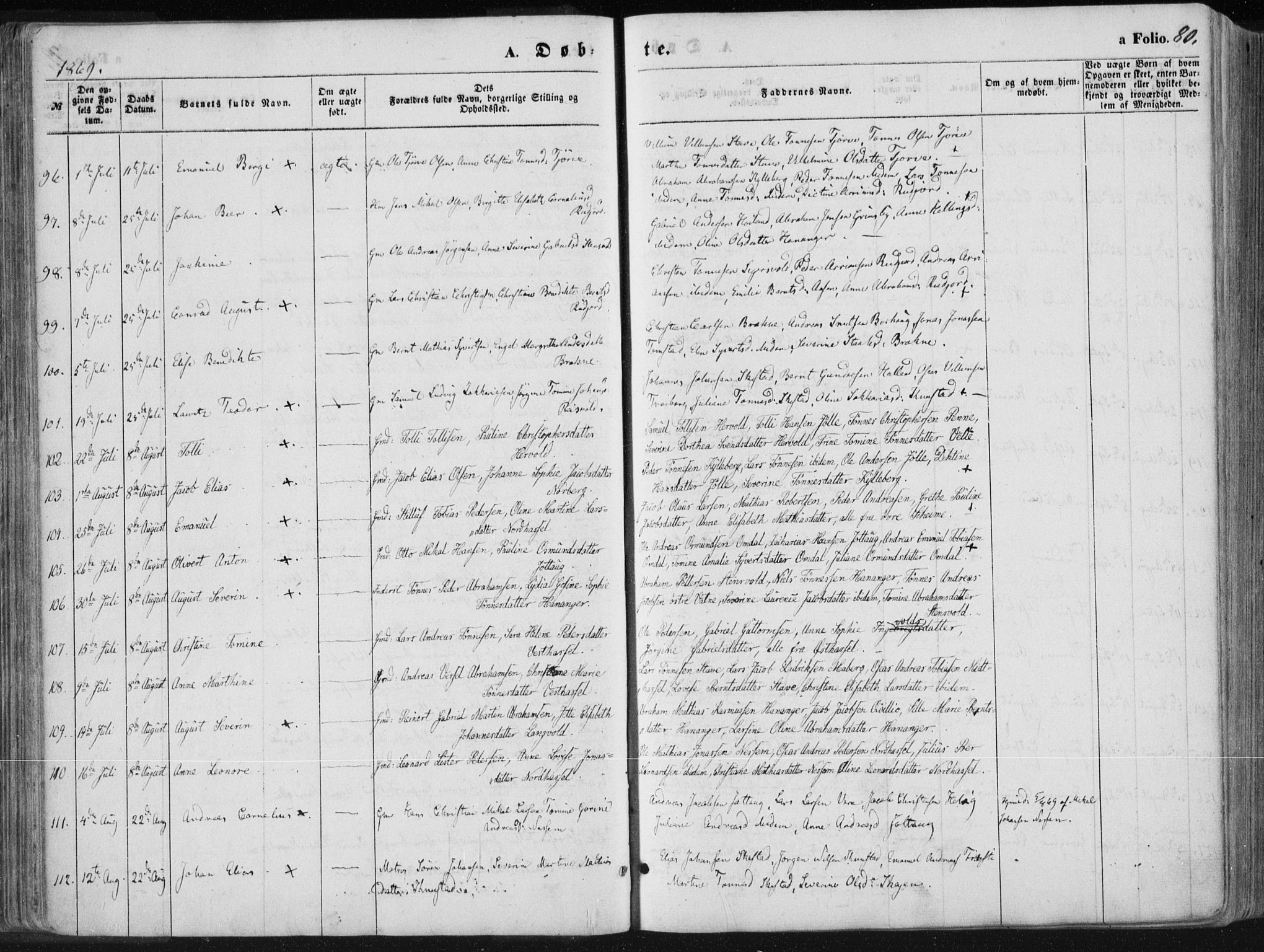 Lista sokneprestkontor, AV/SAK-1111-0027/F/Fa/L0011: Parish register (official) no. A 11, 1861-1878, p. 80