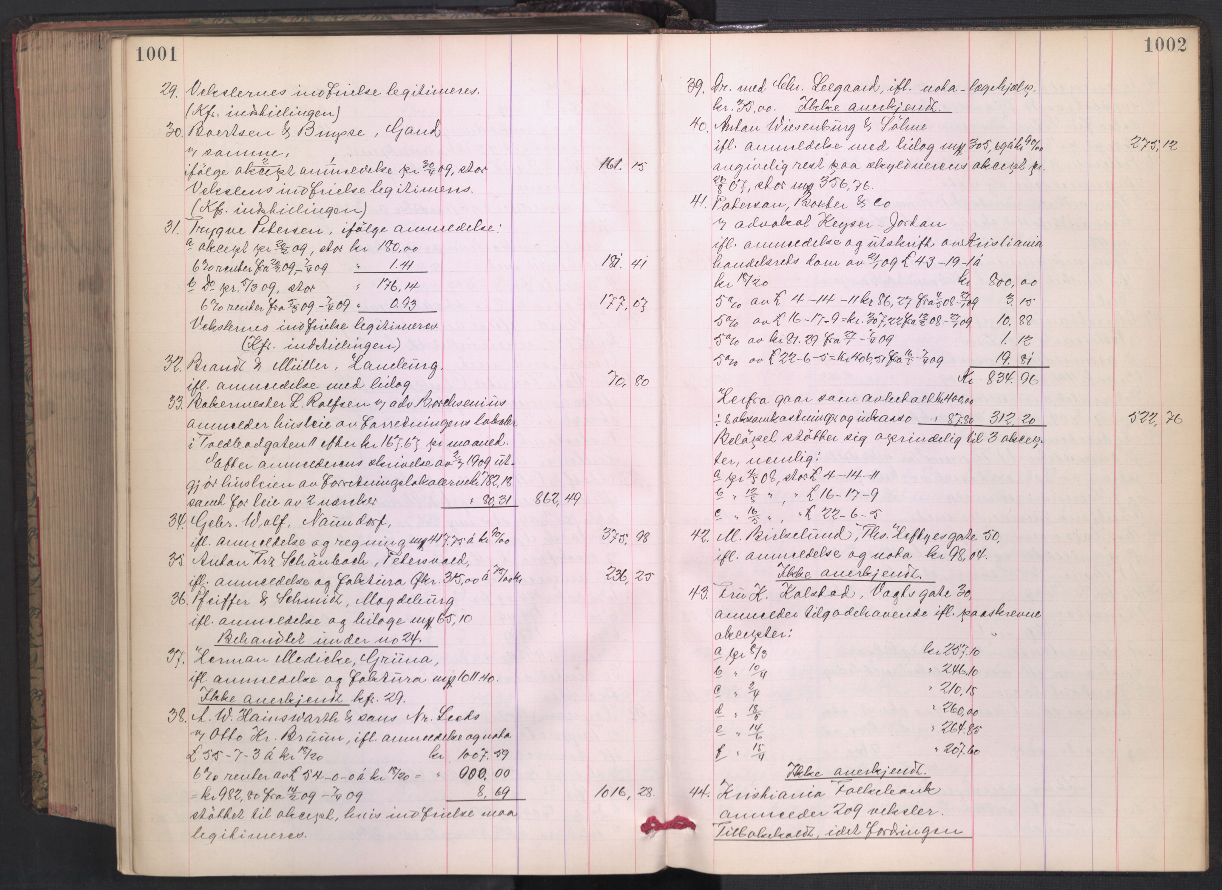 Oslo skifterett, AV/SAO-A-10383/H/Hd/Hdb/L0009: Skifteutlodningsprotokoll, 1911-1913, p. 1001-1002