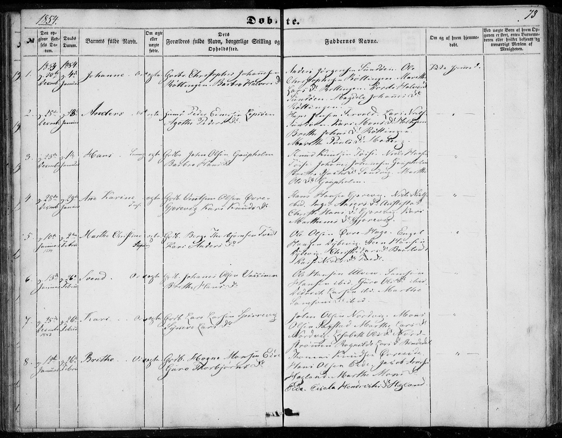 Os sokneprestembete, SAB/A-99929: Parish register (official) no. A 16, 1851-1859, p. 73
