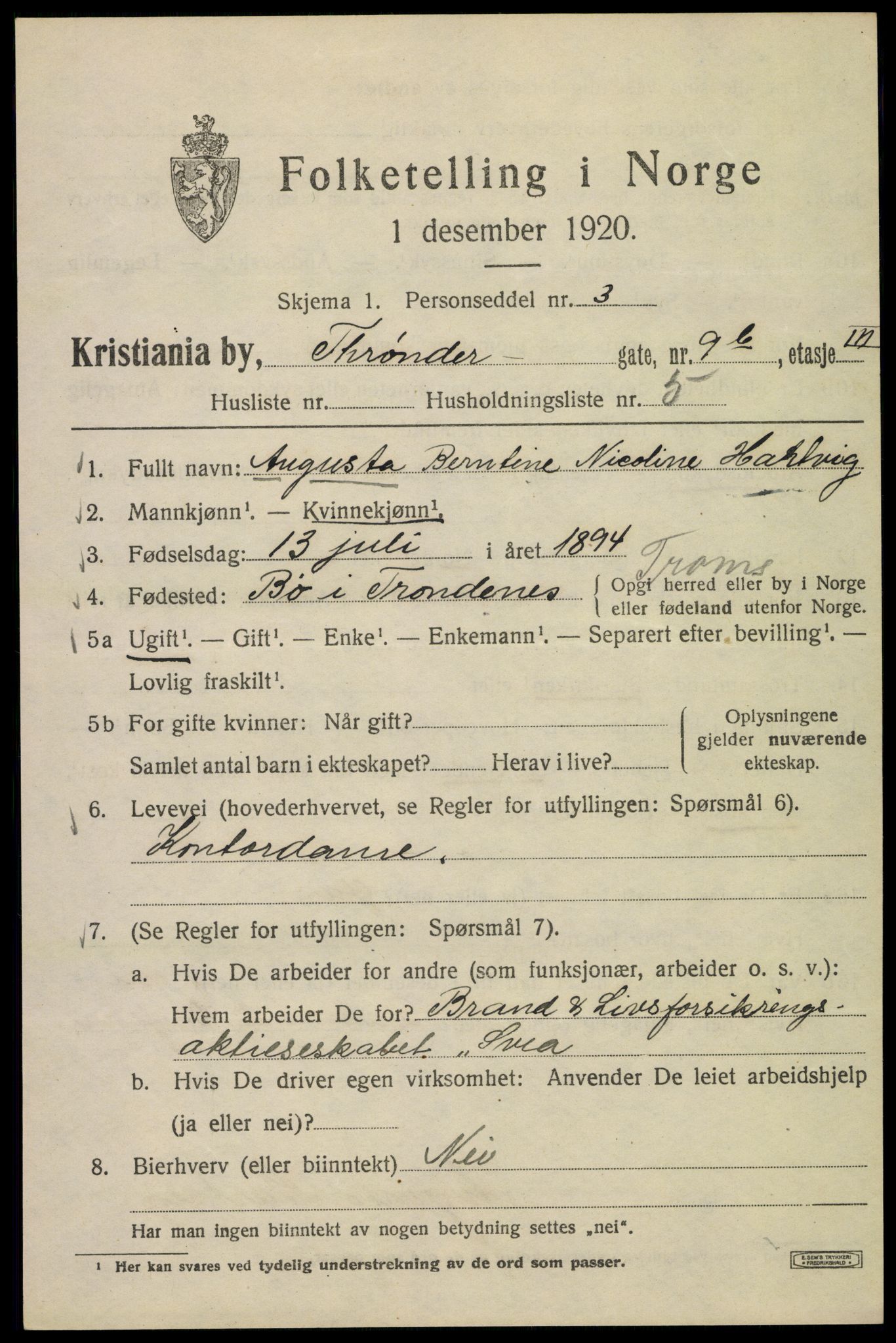 SAO, 1920 census for Kristiania, 1920, p. 604159