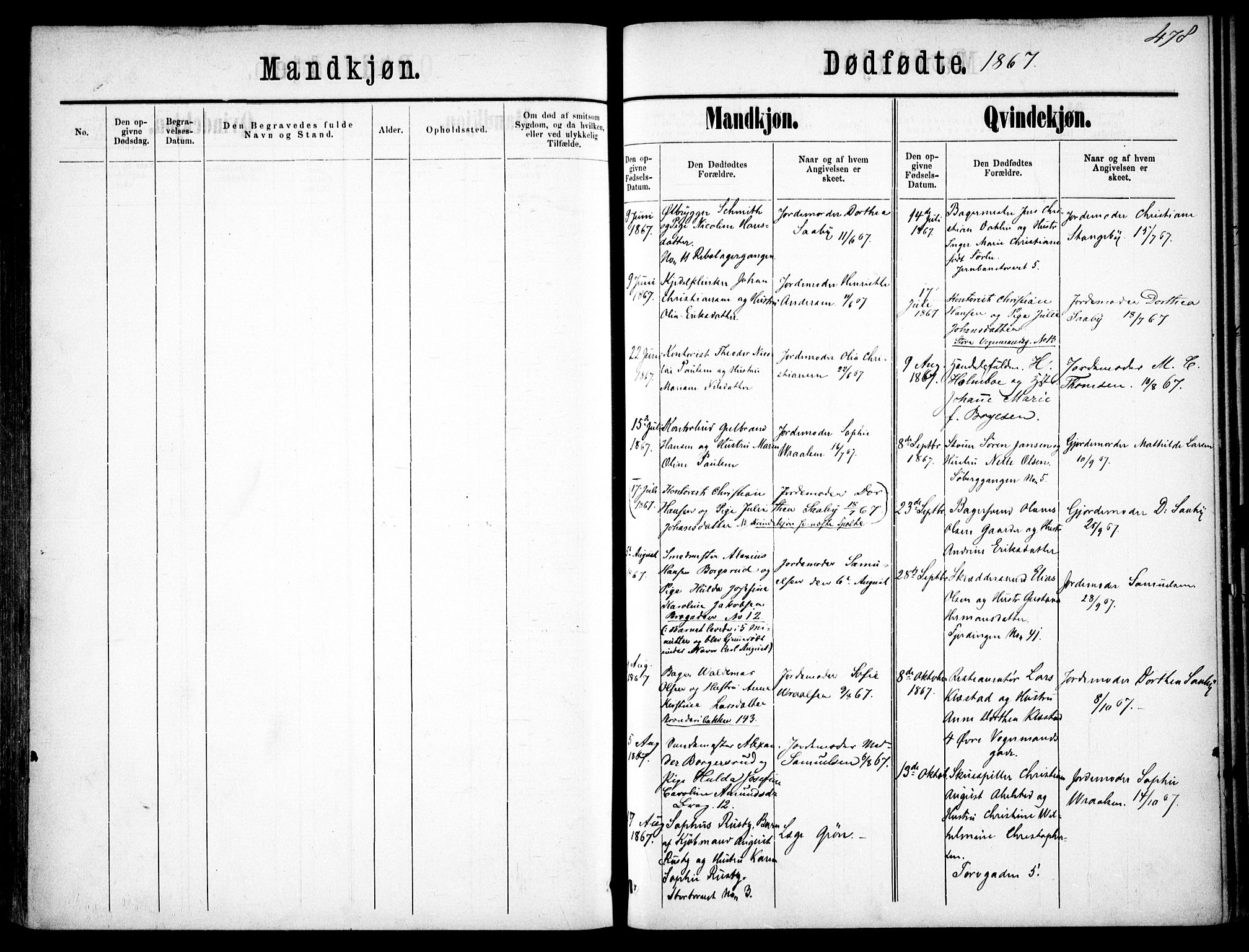 Oslo domkirke Kirkebøker, SAO/A-10752/F/Fa/L0026: Parish register (official) no. 26, 1867-1884, p. 478