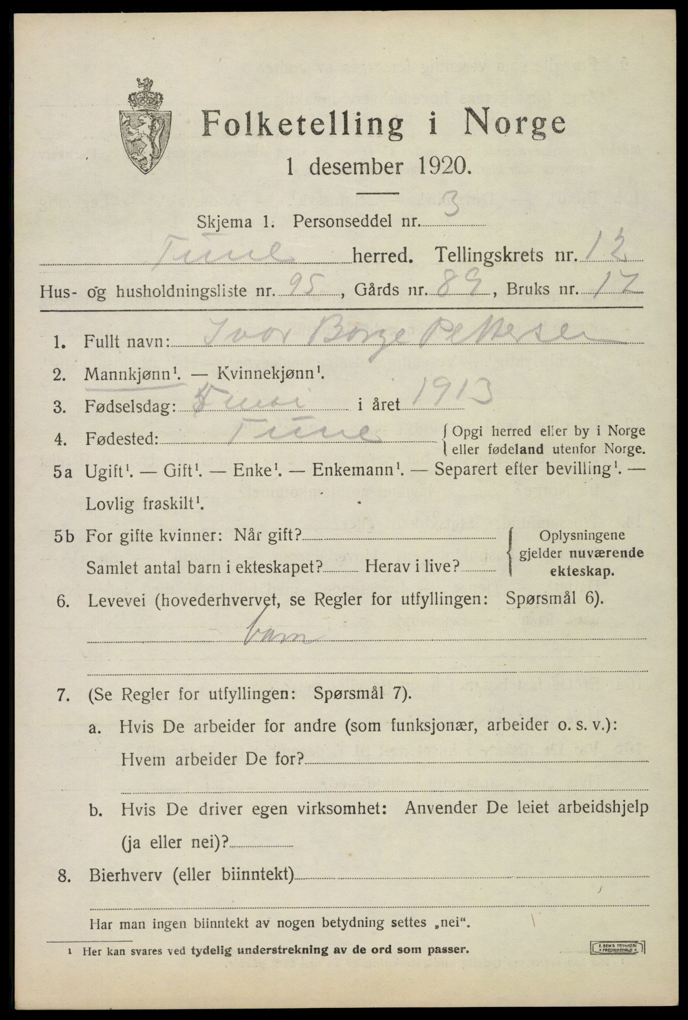 SAO, 1920 census for Tune, 1920, p. 18276