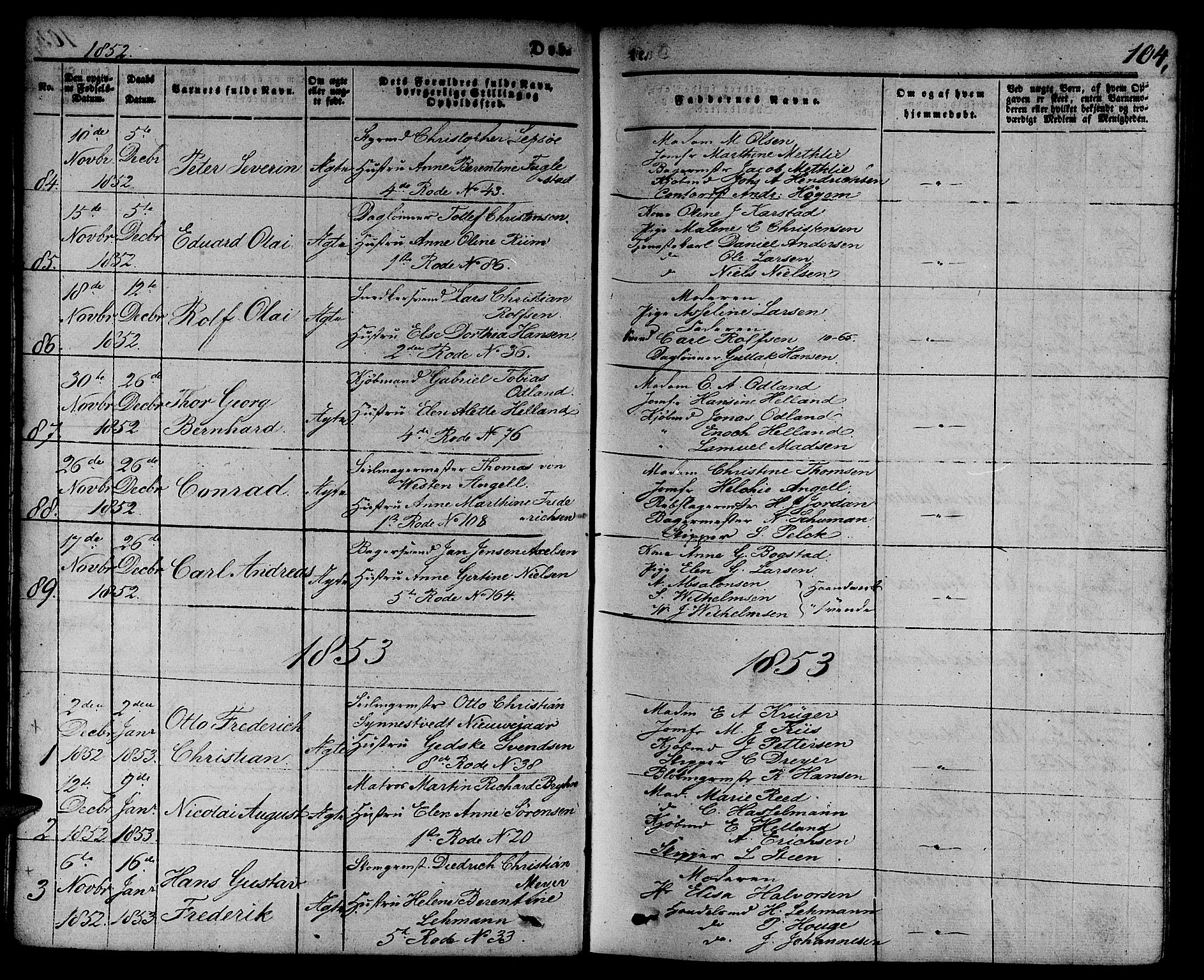 Nykirken Sokneprestembete, SAB/A-77101/H/Hab: Parish register (copy) no. B 1, 1842-1858, p. 104