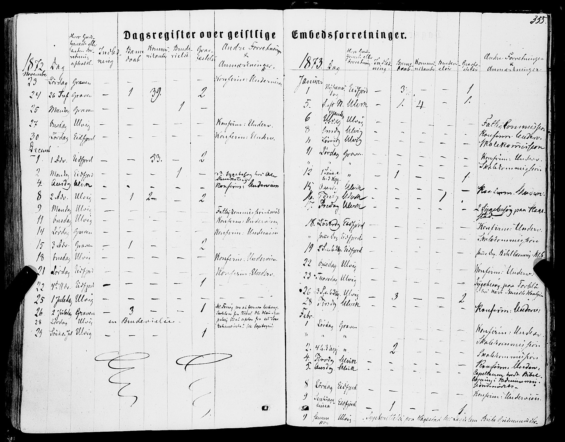 Ulvik sokneprestembete, AV/SAB-A-78801/H/Haa: Parish register (official) no. A 15, 1864-1878, p. 355