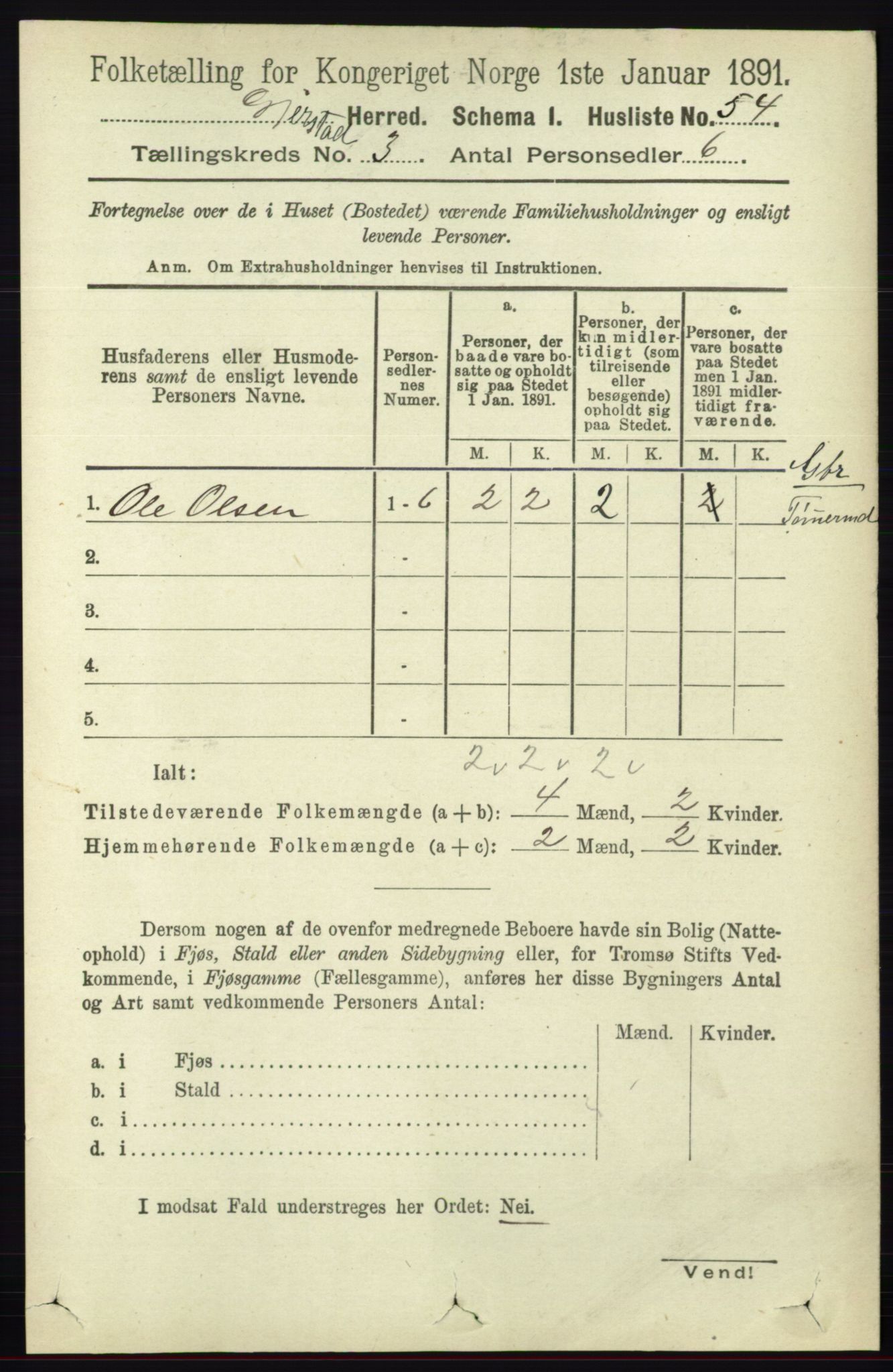 RA, 1891 census for 0911 Gjerstad, 1891, p. 1048