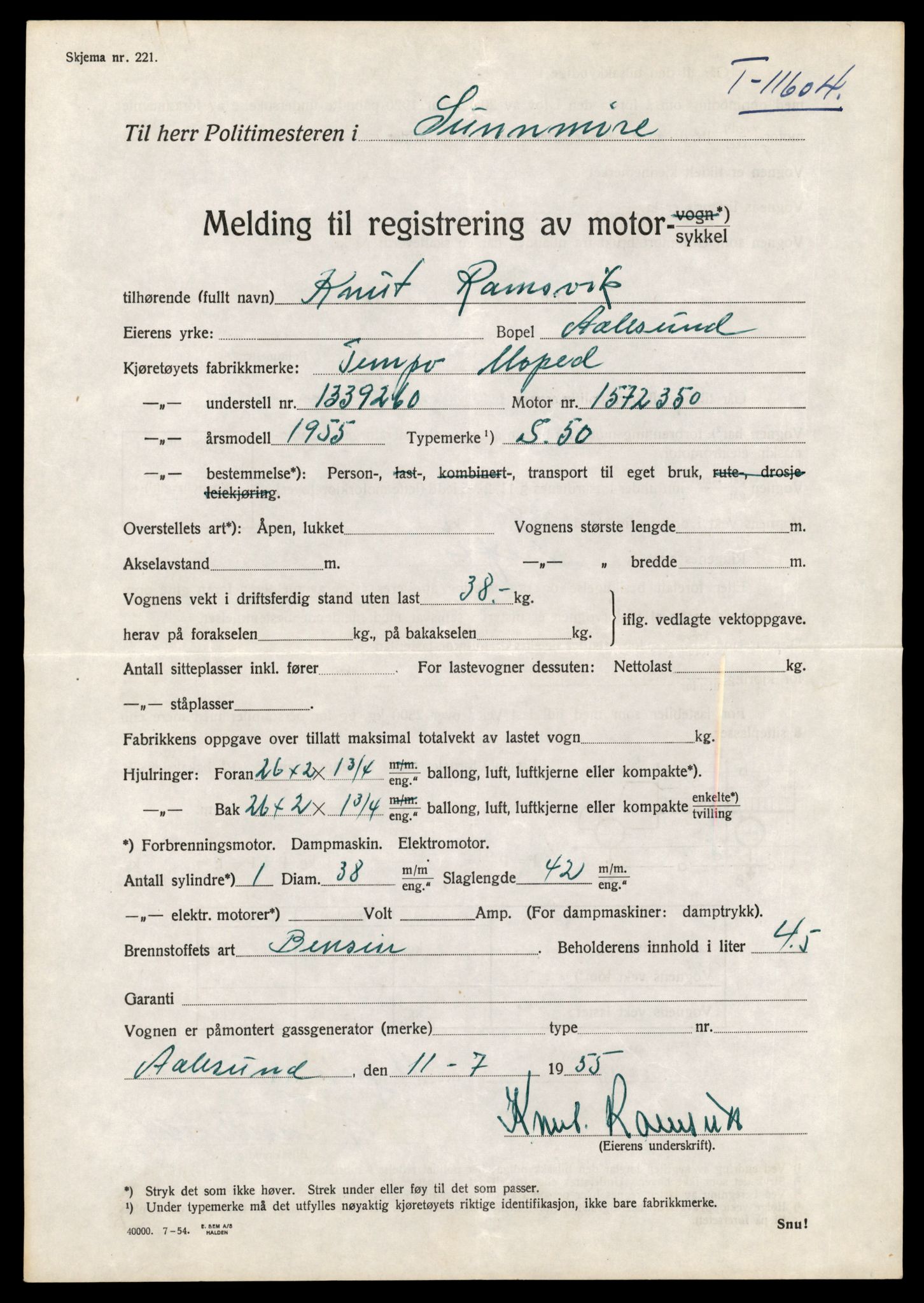 Møre og Romsdal vegkontor - Ålesund trafikkstasjon, SAT/A-4099/F/Fe/L0029: Registreringskort for kjøretøy T 11430 - T 11619, 1927-1998, p. 2773