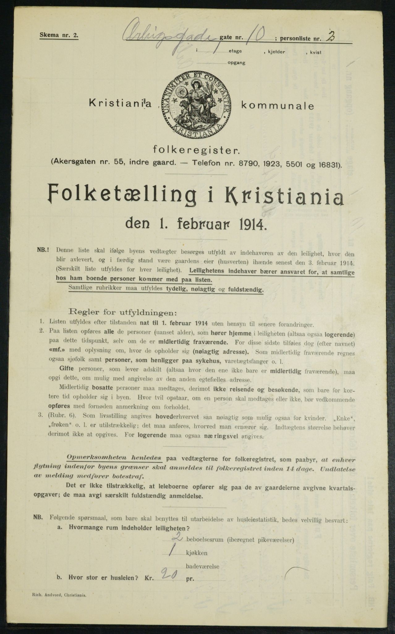 OBA, Municipal Census 1914 for Kristiania, 1914, p. 22165