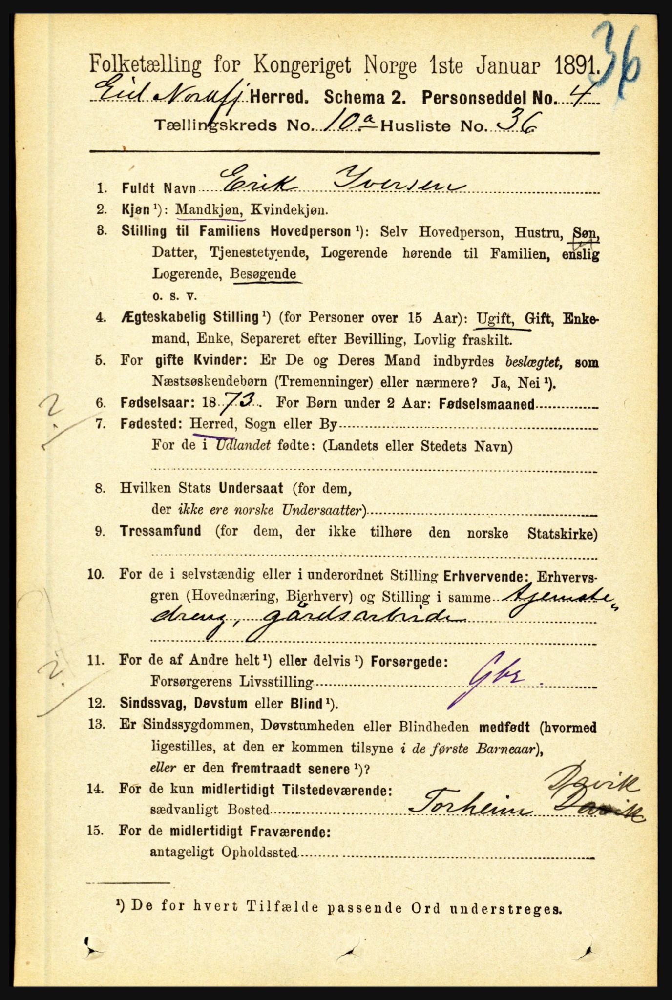 RA, 1891 census for 1443 Eid, 1891, p. 3018