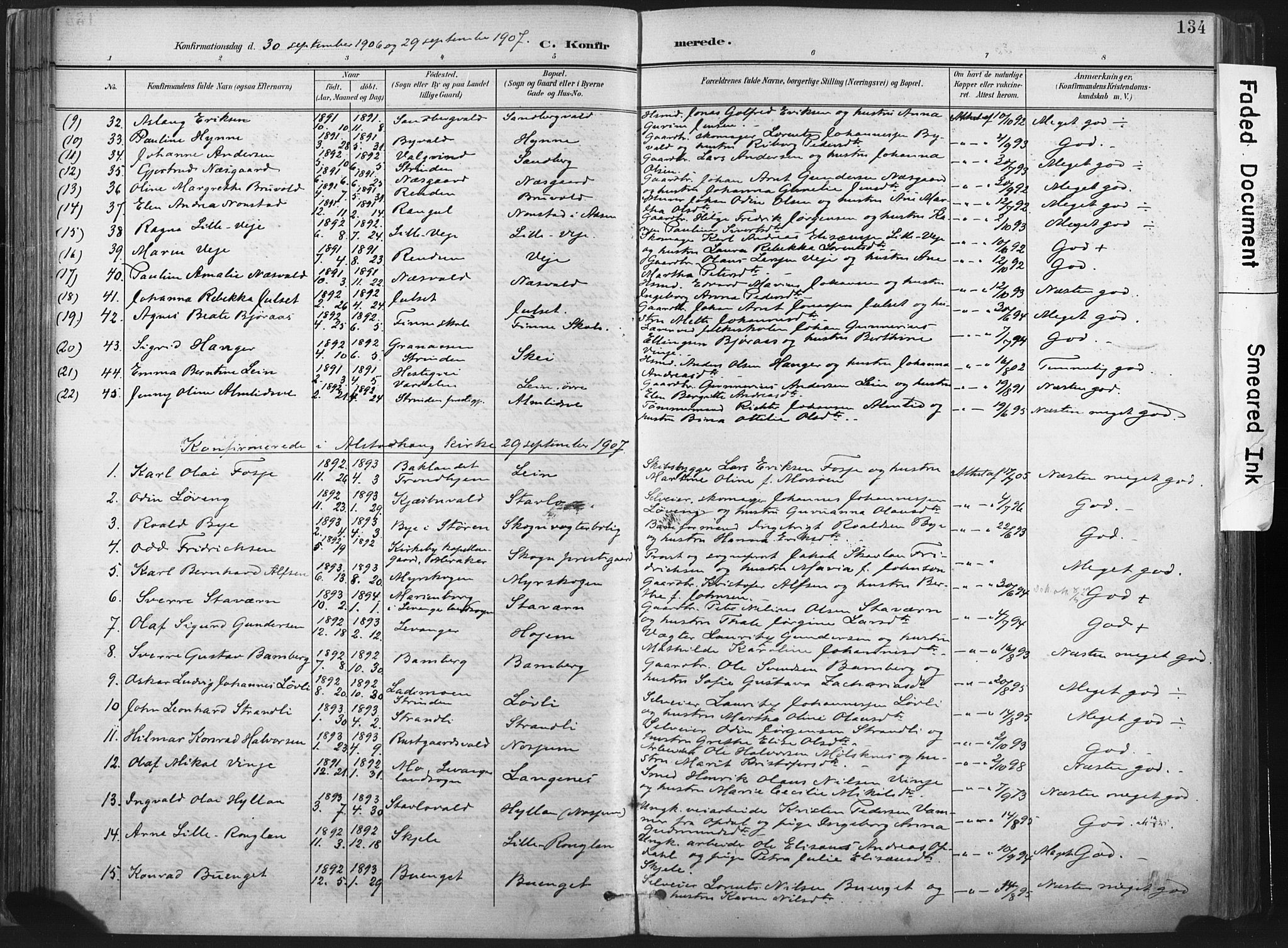 Ministerialprotokoller, klokkerbøker og fødselsregistre - Nord-Trøndelag, SAT/A-1458/717/L0162: Parish register (official) no. 717A12, 1898-1923, p. 134
