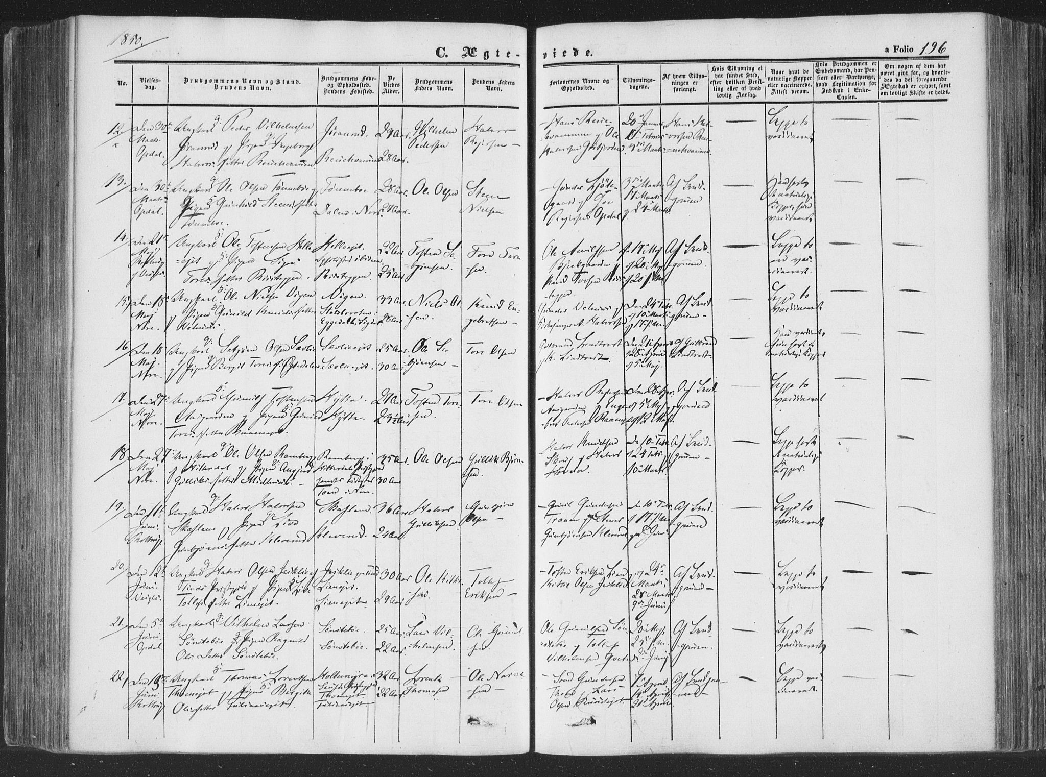 Rollag kirkebøker, AV/SAKO-A-240/F/Fa/L0008: Parish register (official) no. I 8, 1847-1860, p. 196