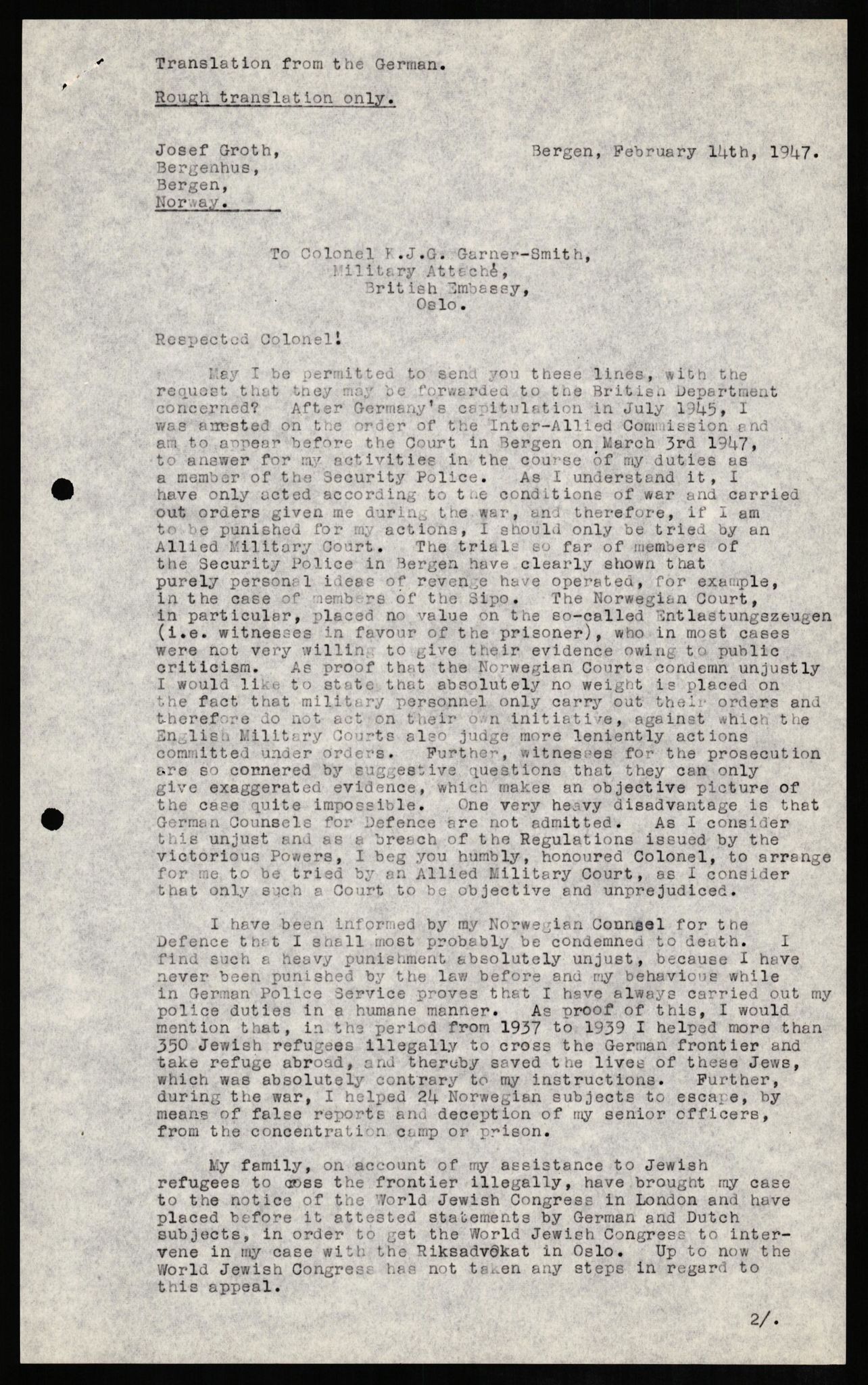 Forsvaret, Forsvarets overkommando II, RA/RAFA-3915/D/Db/L0010: CI Questionaires. Tyske okkupasjonsstyrker i Norge. Tyskere., 1945-1946, p. 381