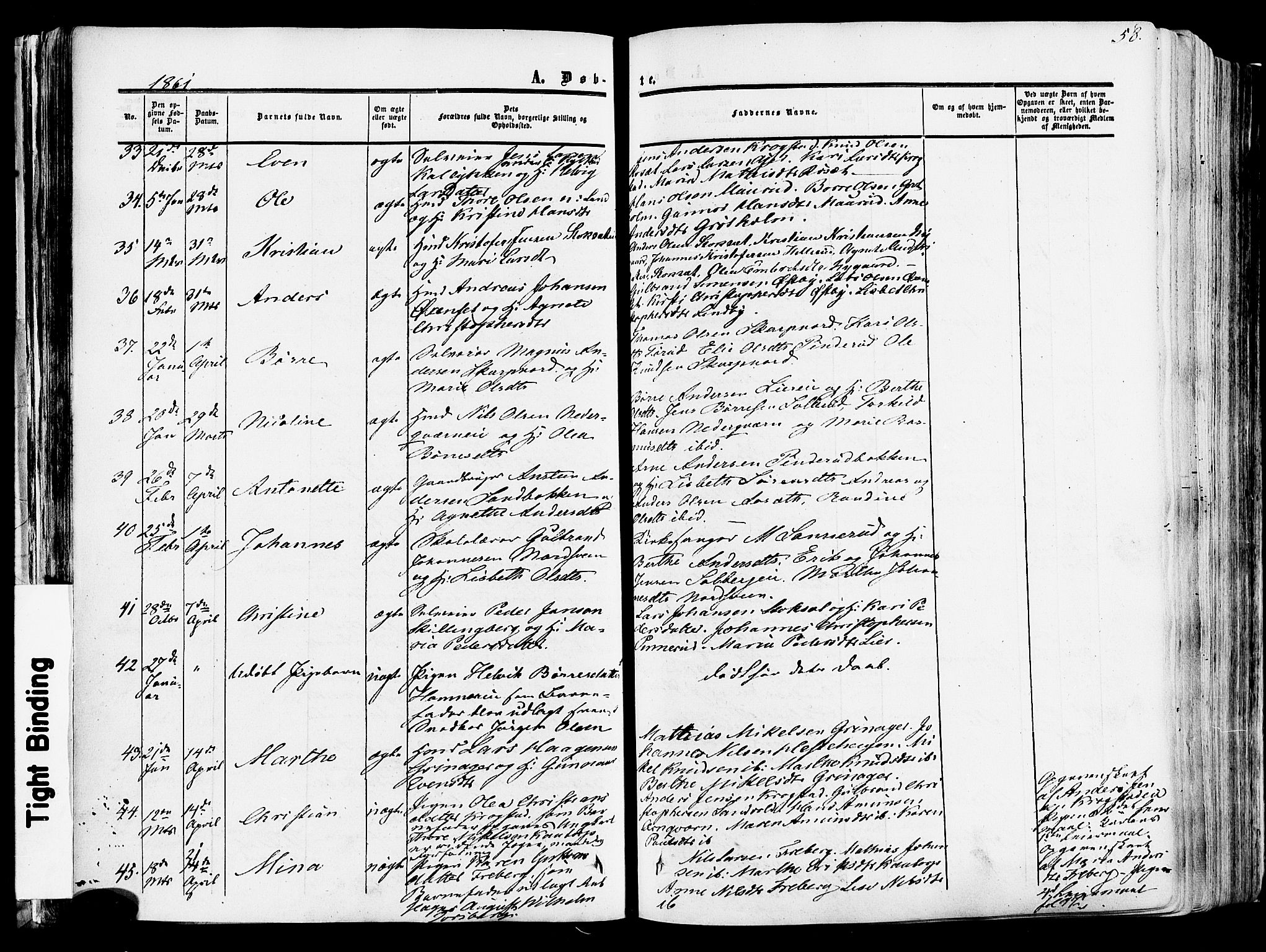 Vang prestekontor, Hedmark, SAH/PREST-008/H/Ha/Haa/L0013: Parish register (official) no. 13, 1855-1879, p. 58