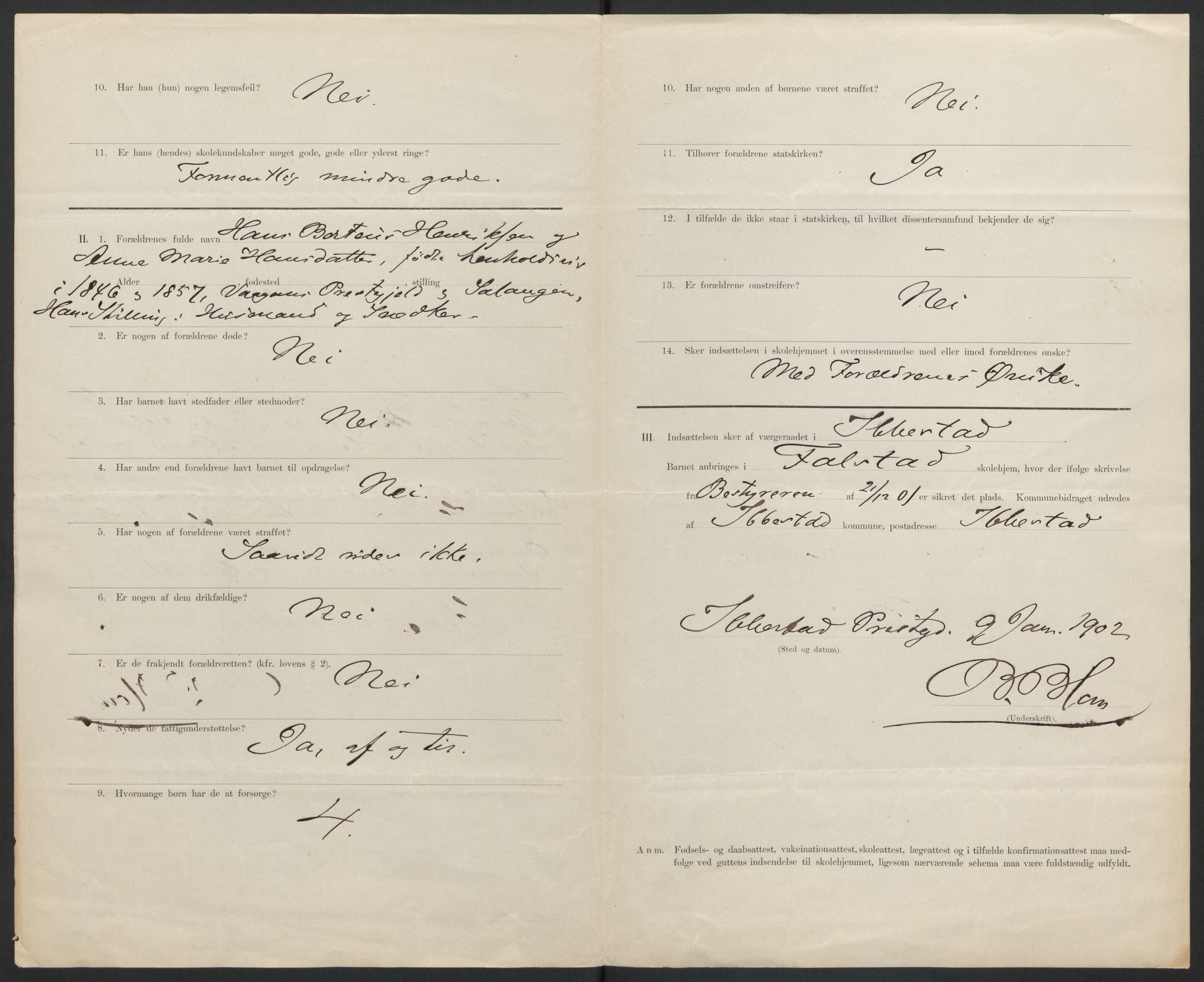 Falstad skolehjem, AV/RA-S-1676/E/Eb/L0004: Elevmapper løpenr. 81-98, 1901-1909, p. 96