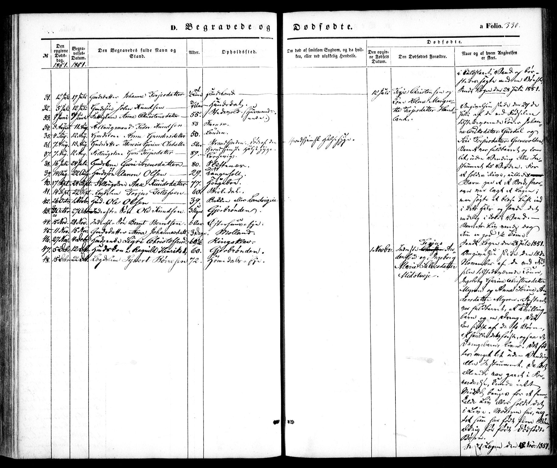 Hommedal sokneprestkontor, SAK/1111-0023/F/Fa/Fab/L0004: Parish register (official) no. A 4, 1848-1860, p. 330