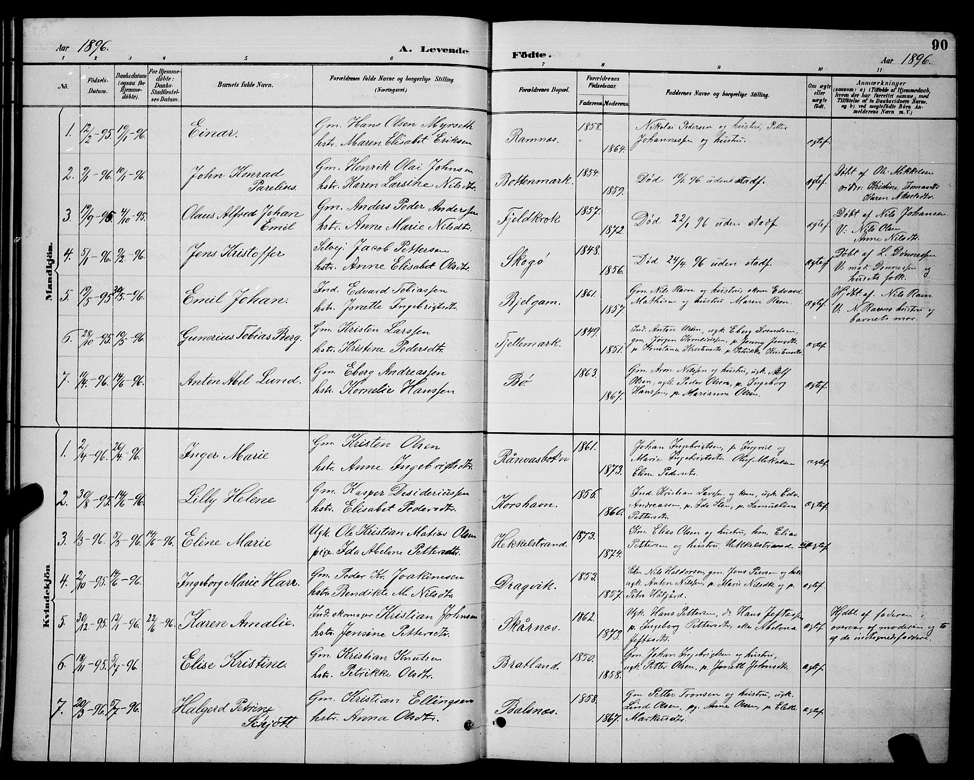 Ministerialprotokoller, klokkerbøker og fødselsregistre - Nordland, SAT/A-1459/863/L0914: Parish register (copy) no. 863C04, 1886-1897, p. 90