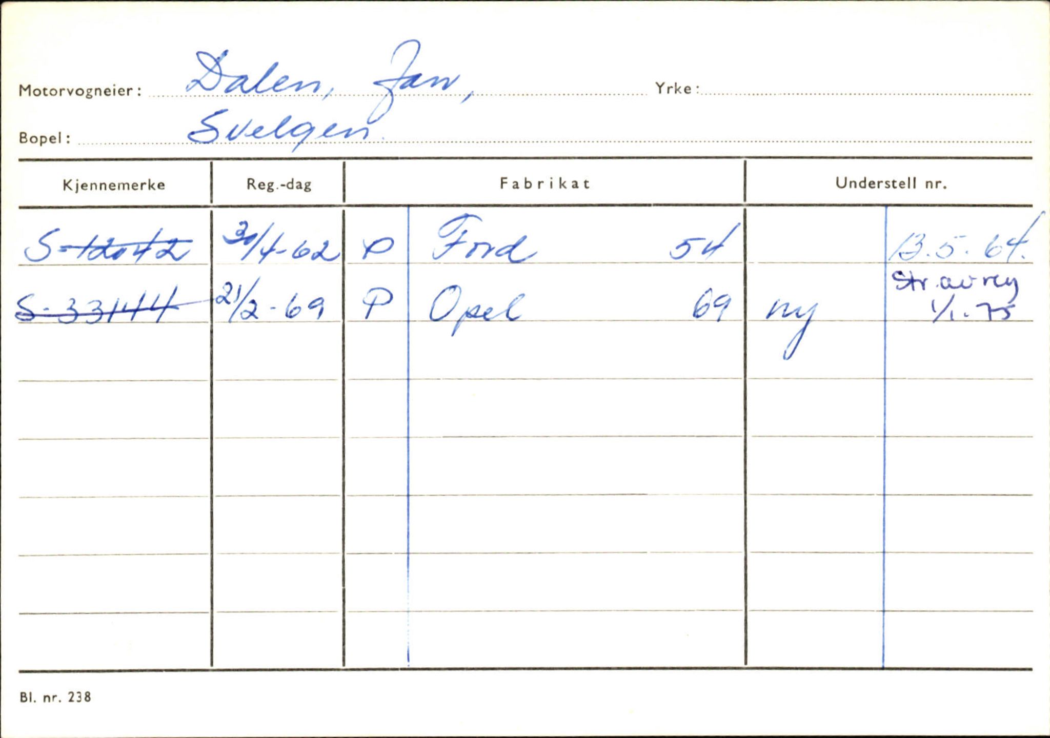 Statens vegvesen, Sogn og Fjordane vegkontor, AV/SAB-A-5301/4/F/L0133: Eigarregister Bremanger A-Å. Gaular A-H, 1945-1975, p. 169