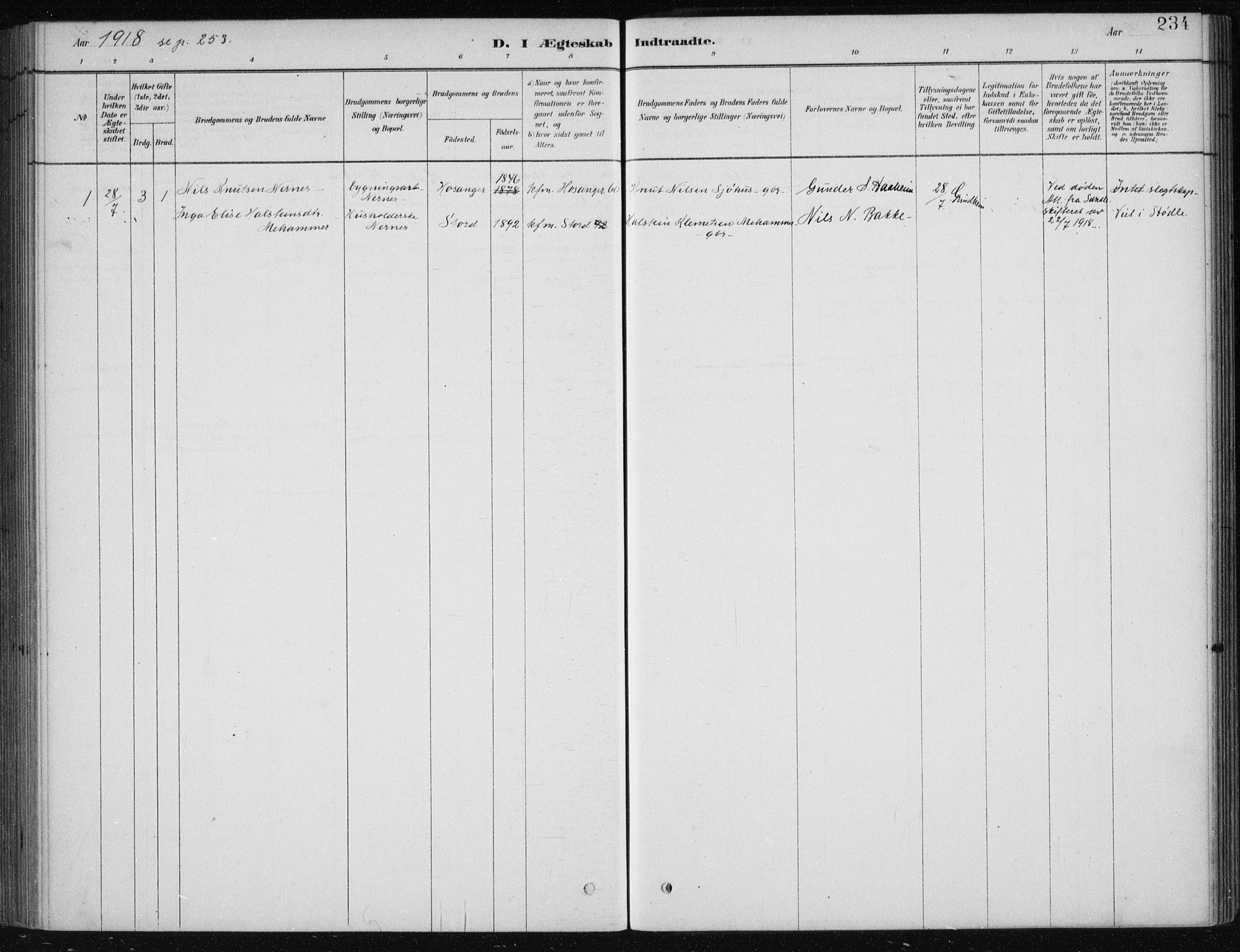 Etne sokneprestembete, SAB/A-75001/H/Haa: Parish register (official) no. D  1, 1879-1919, p. 234